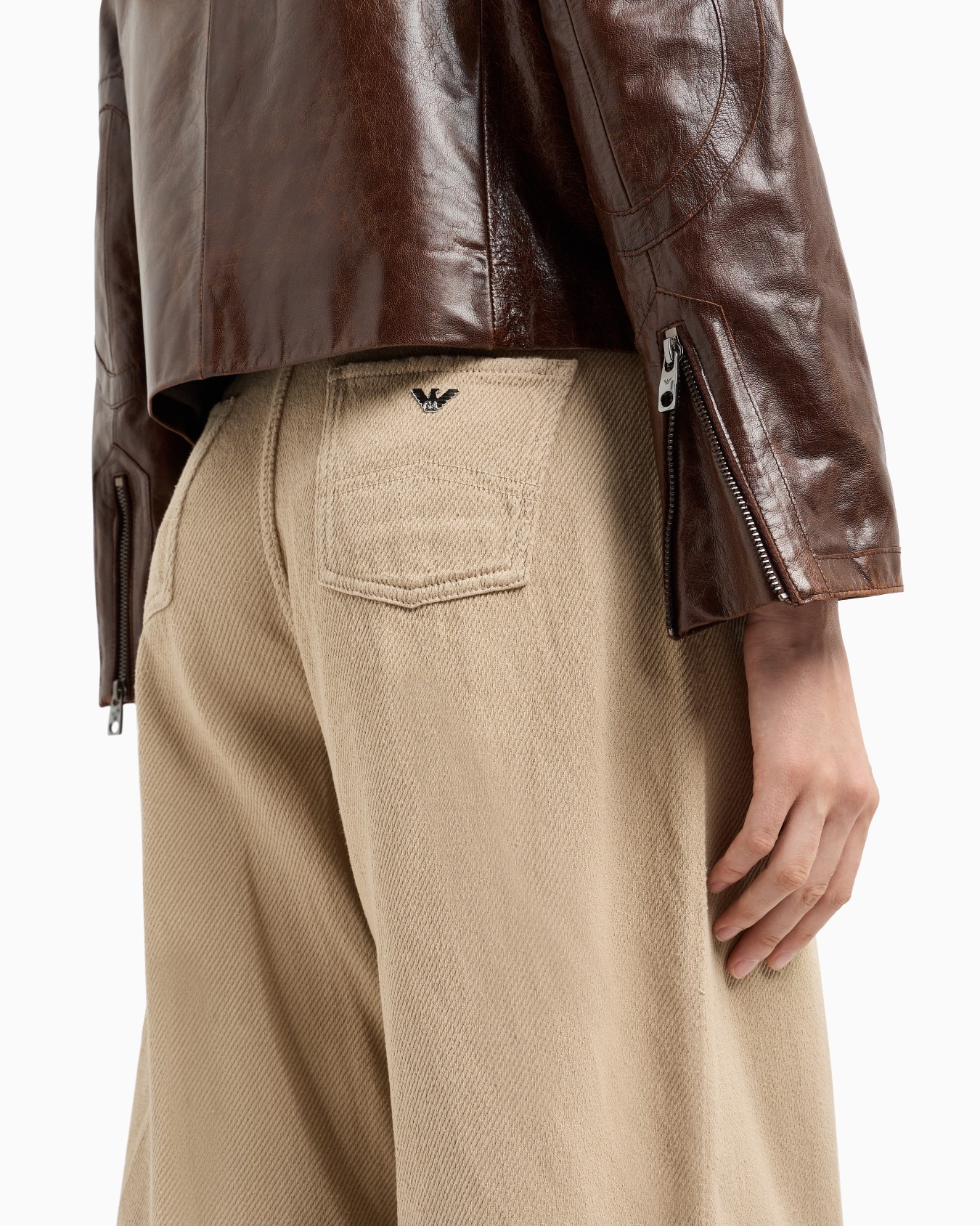 Chaqueta slim fit con cremallera descentrada en napa de cabra abatanada con curtido vegetal Icon Diapositiva 5