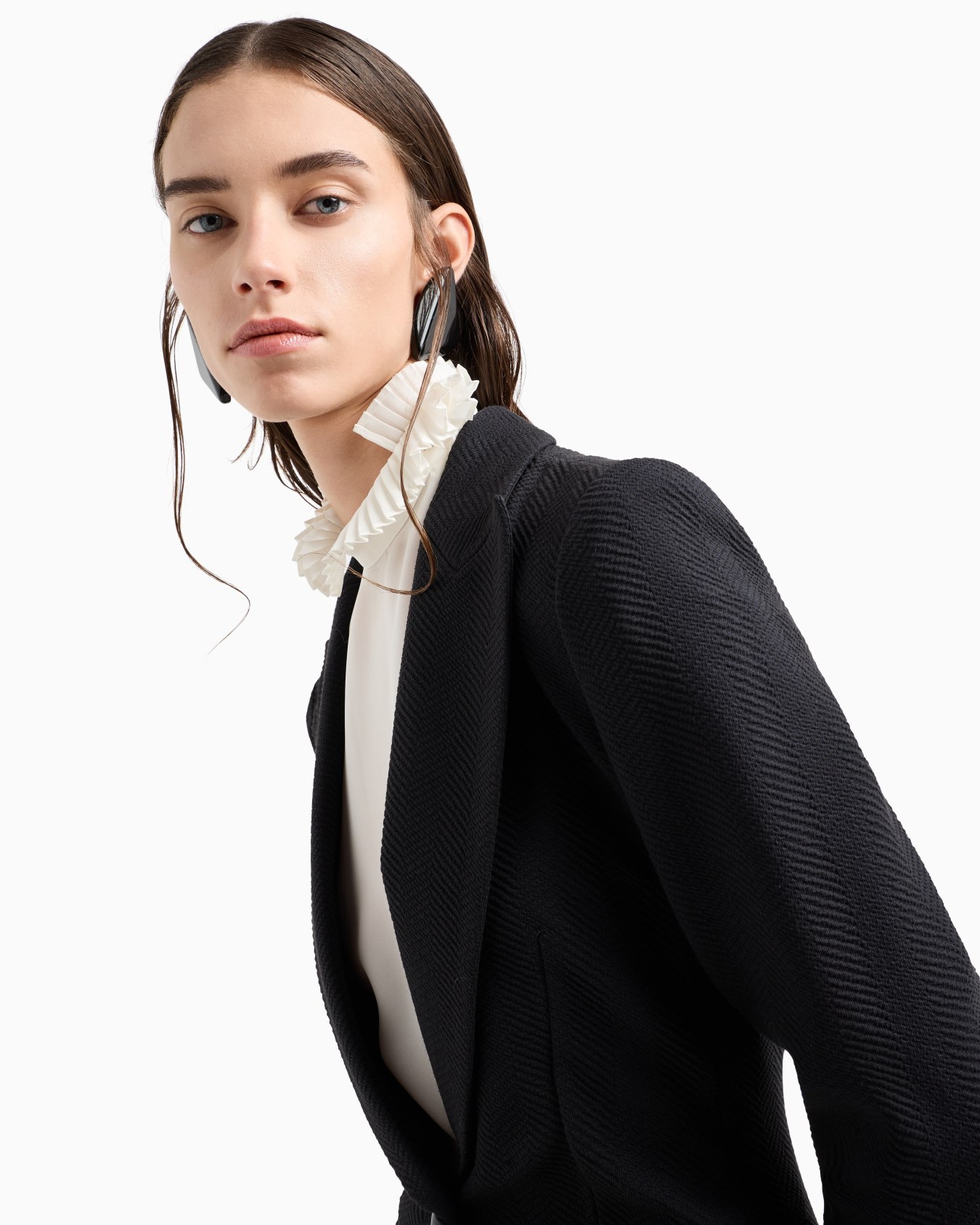 Blazer in maglia di jersey jacquard con disegno chevron a rilievo Icon Slide 3