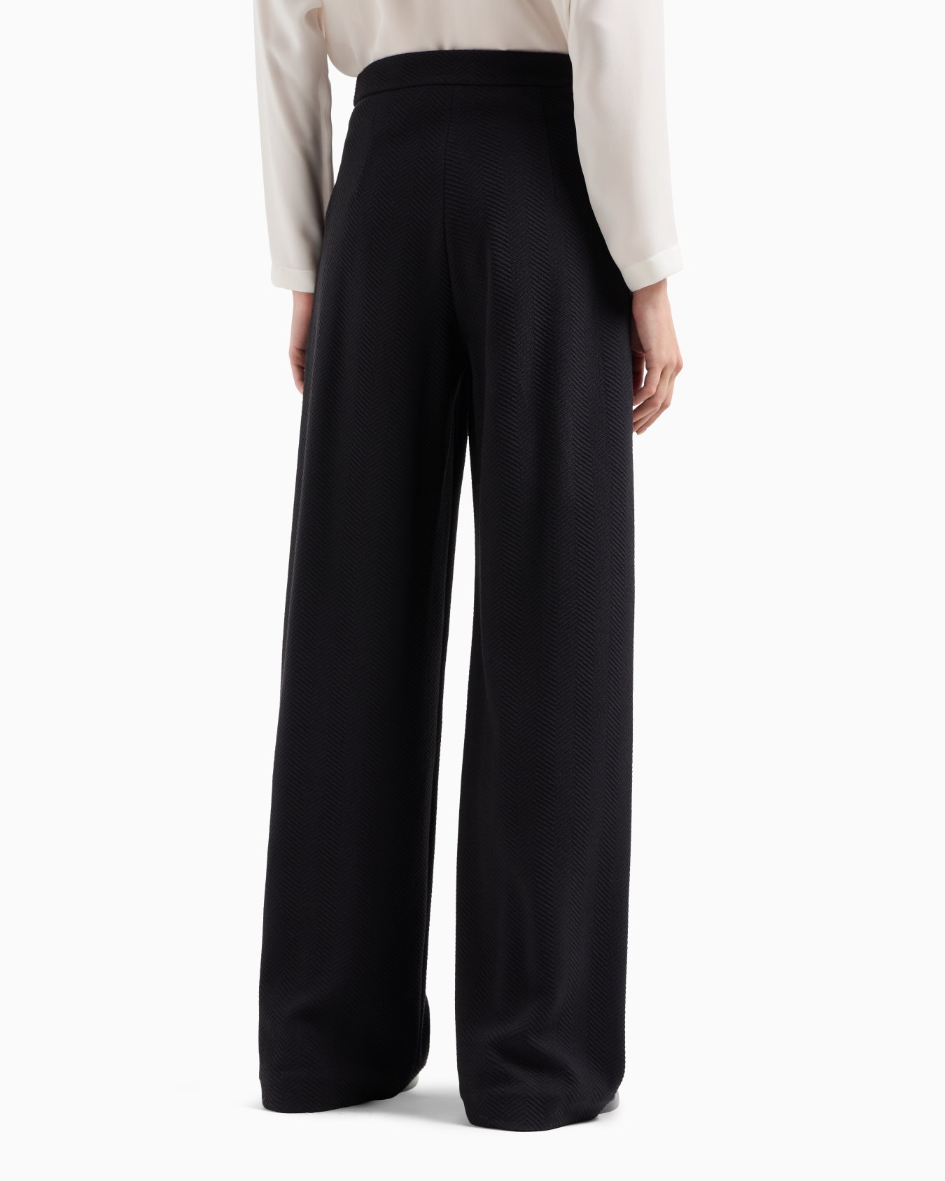 Icon jacquard jersey knit trousers with an embossed chevron design Slide 2