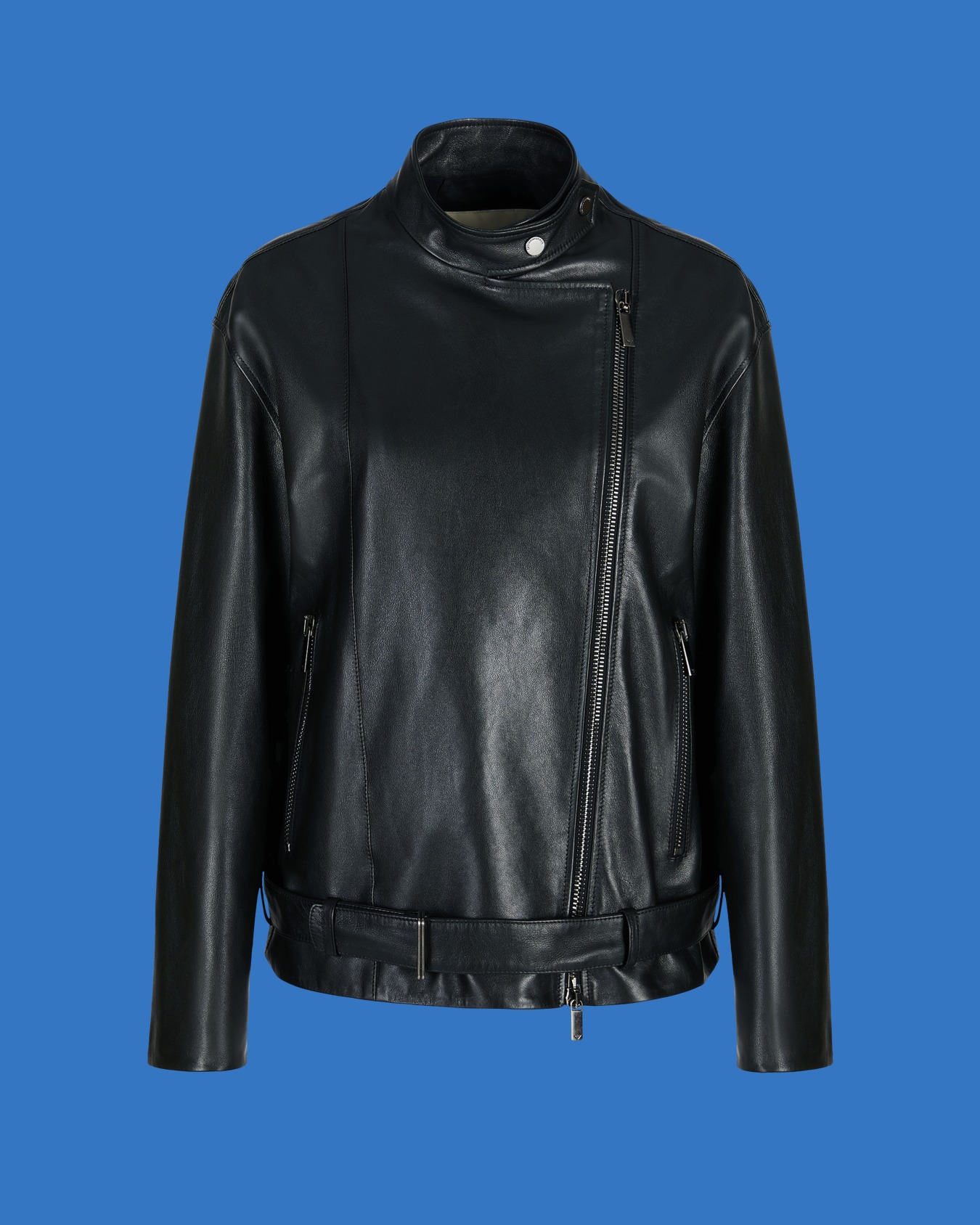 ASV Black Blue capsule collection oversized jacket in vegetable-tanned nappa lambskin Slide 0