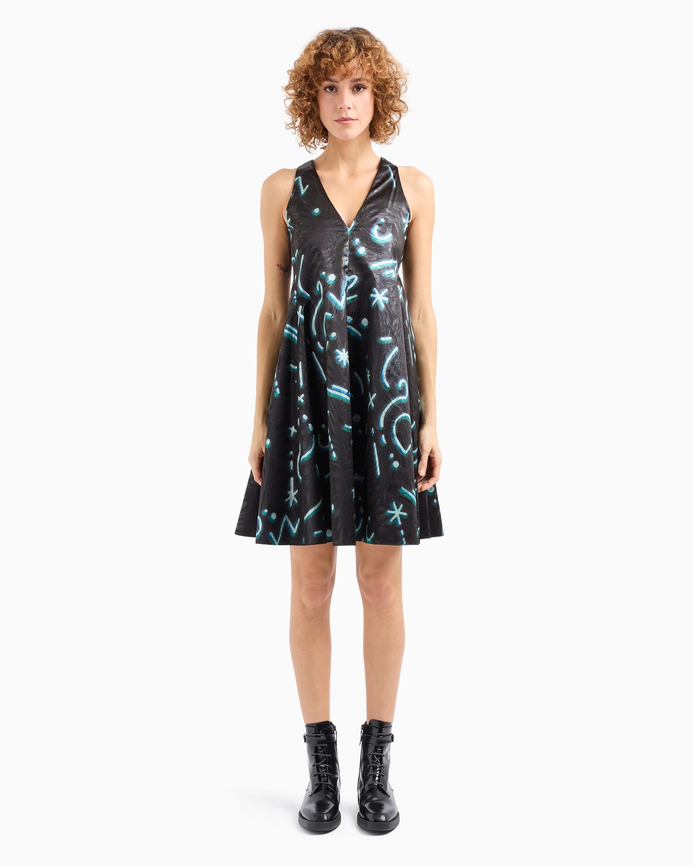 Robe avec col en V en tissu lurex imprimé Starry Sky all over Diapositive 2