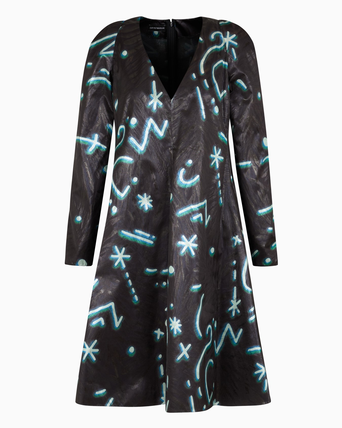 Robe avec col en V en tissu lurex imprimé Starry Sky all over Diapositive 0