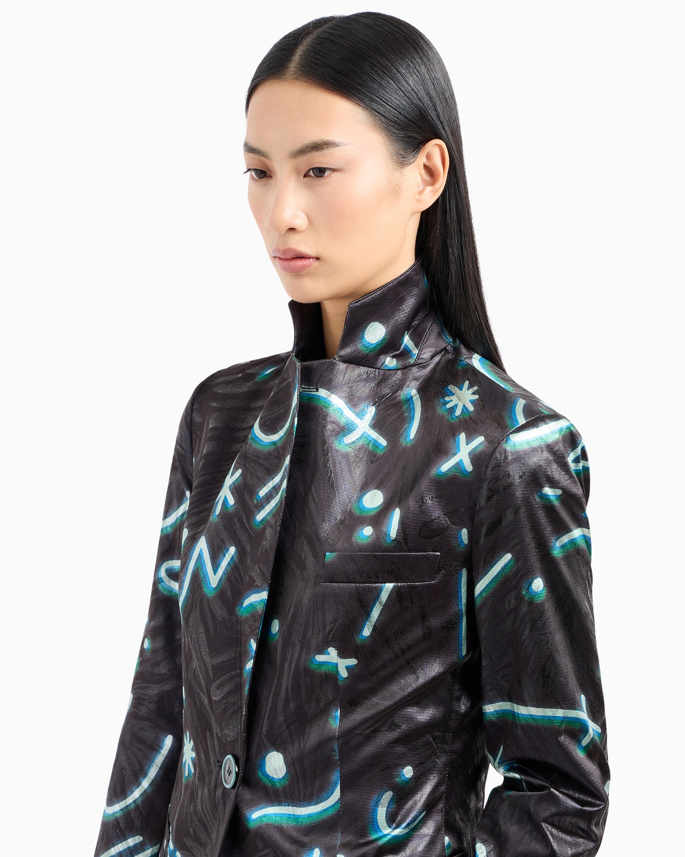 Single-breasted blazer in lurex fabric with an all-over Starry Sky print Slide 5