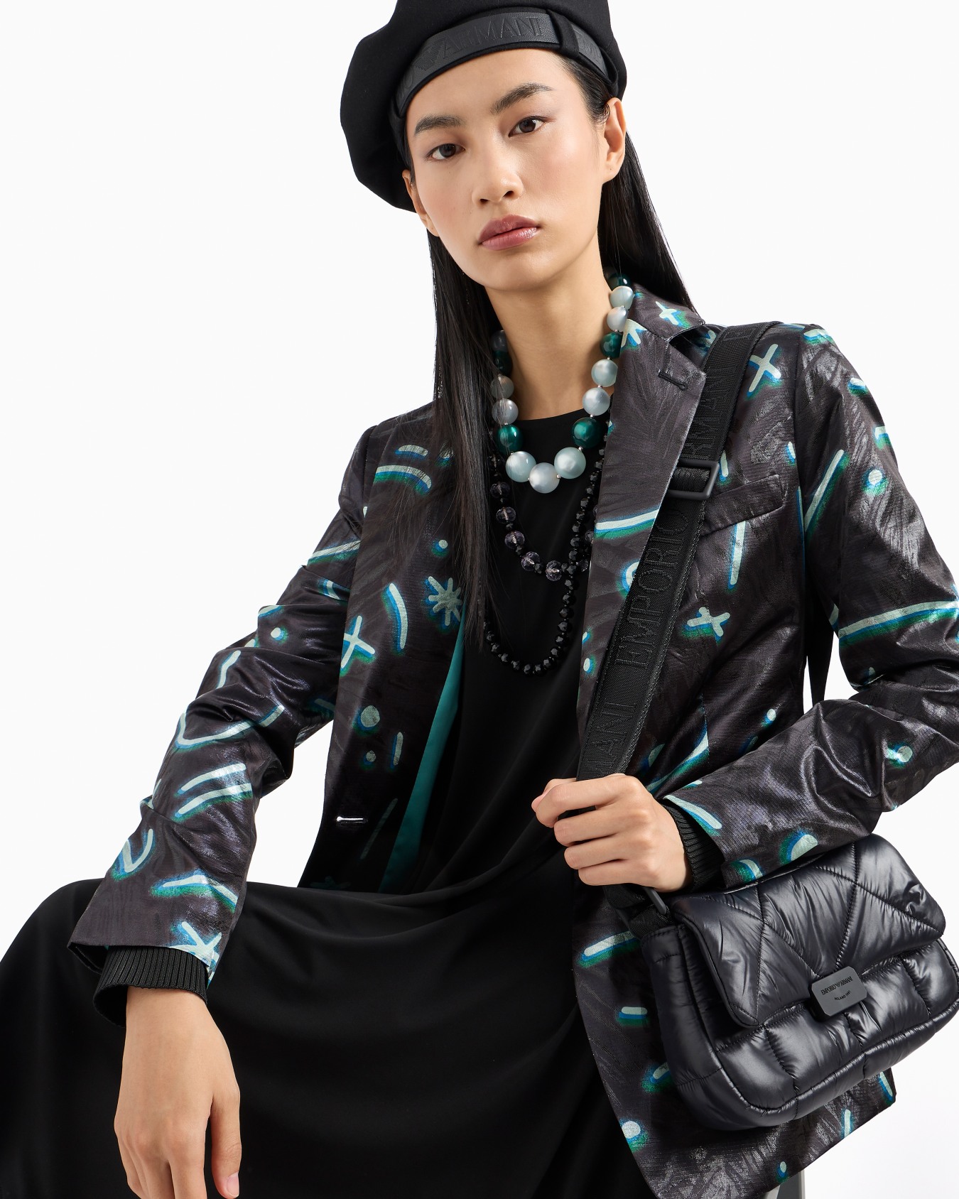 Single-breasted blazer in lurex fabric with an all-over Starry Sky print Slide 6