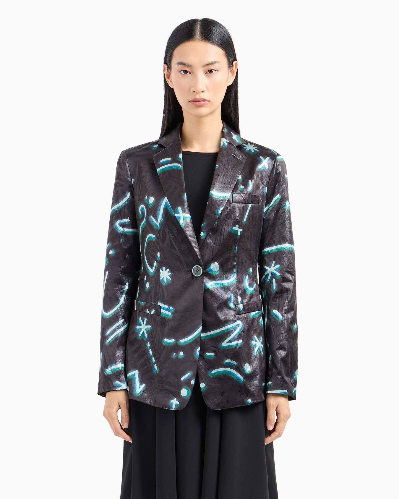 Single-breasted blazer in lurex fabric with an all-over Starry Sky print Slide 2