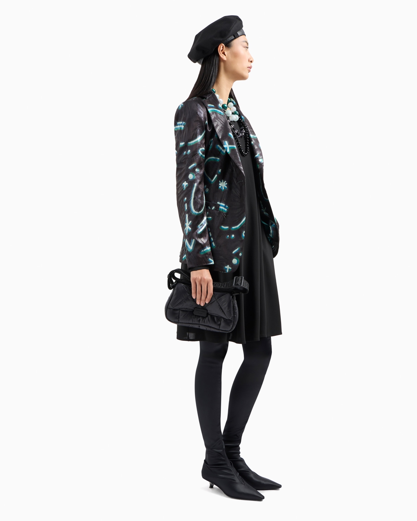Single-breasted blazer in lurex fabric with an all-over Starry Sky print Slide 4