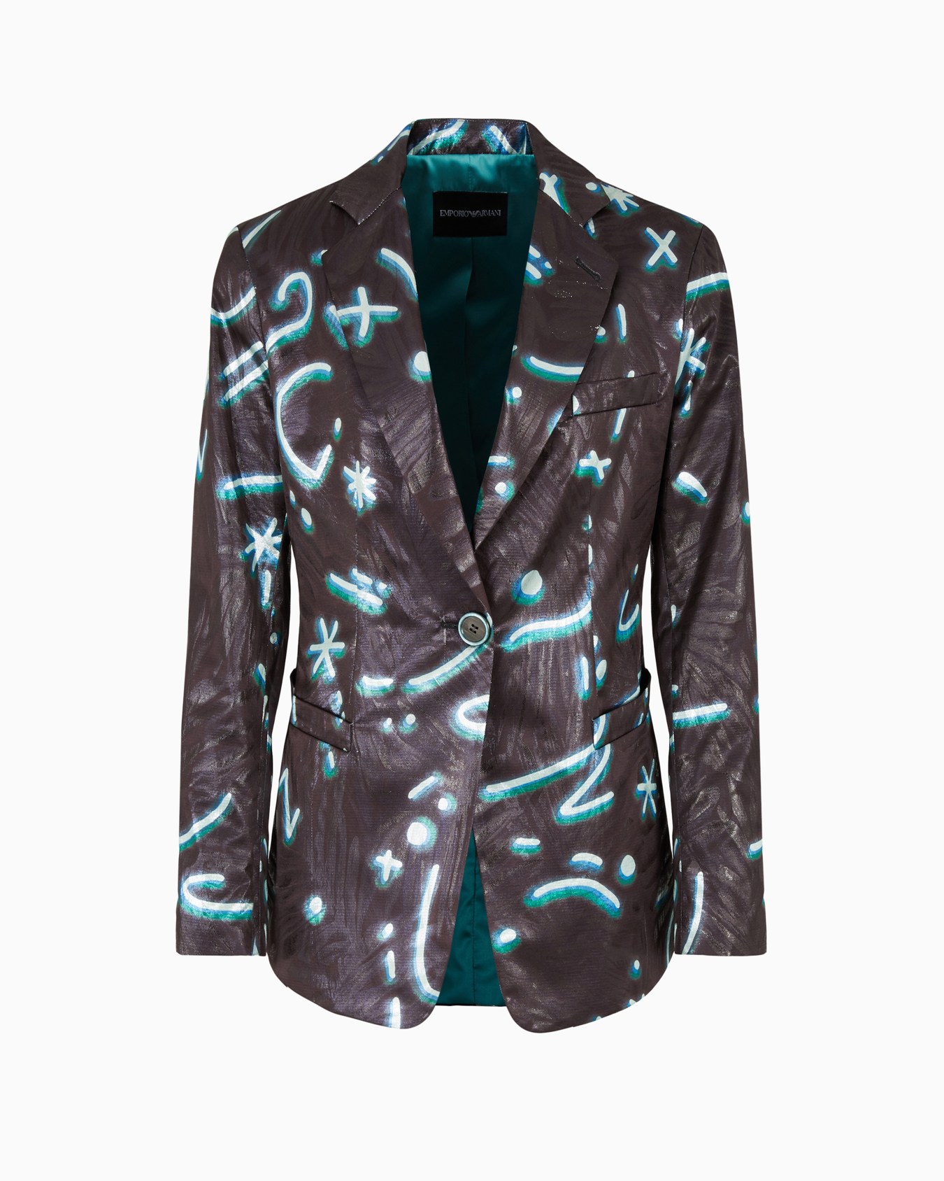 Single-breasted blazer in lurex fabric with an all-over Starry Sky print Slide 0