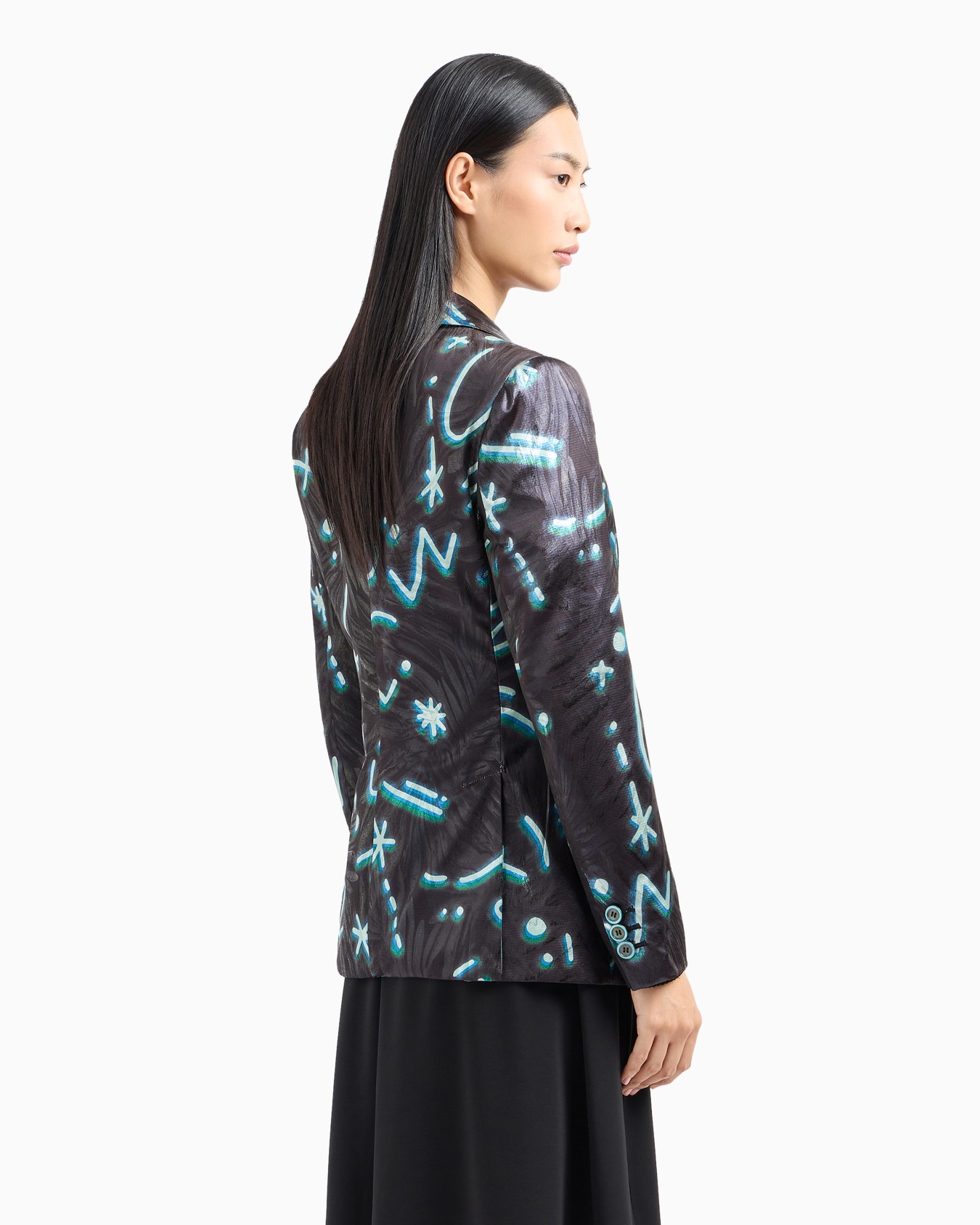 Single-breasted blazer in lurex fabric with an all-over Starry Sky print Slide 3