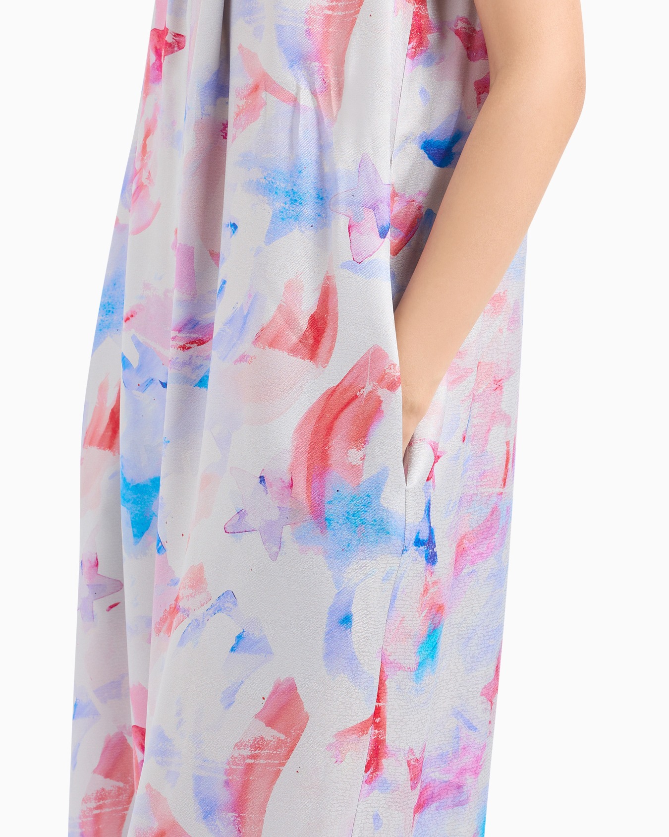 Combinaison sans manches à bride en crêpe de satin avec imprimé aquarelle fantaisie Diapositive 5