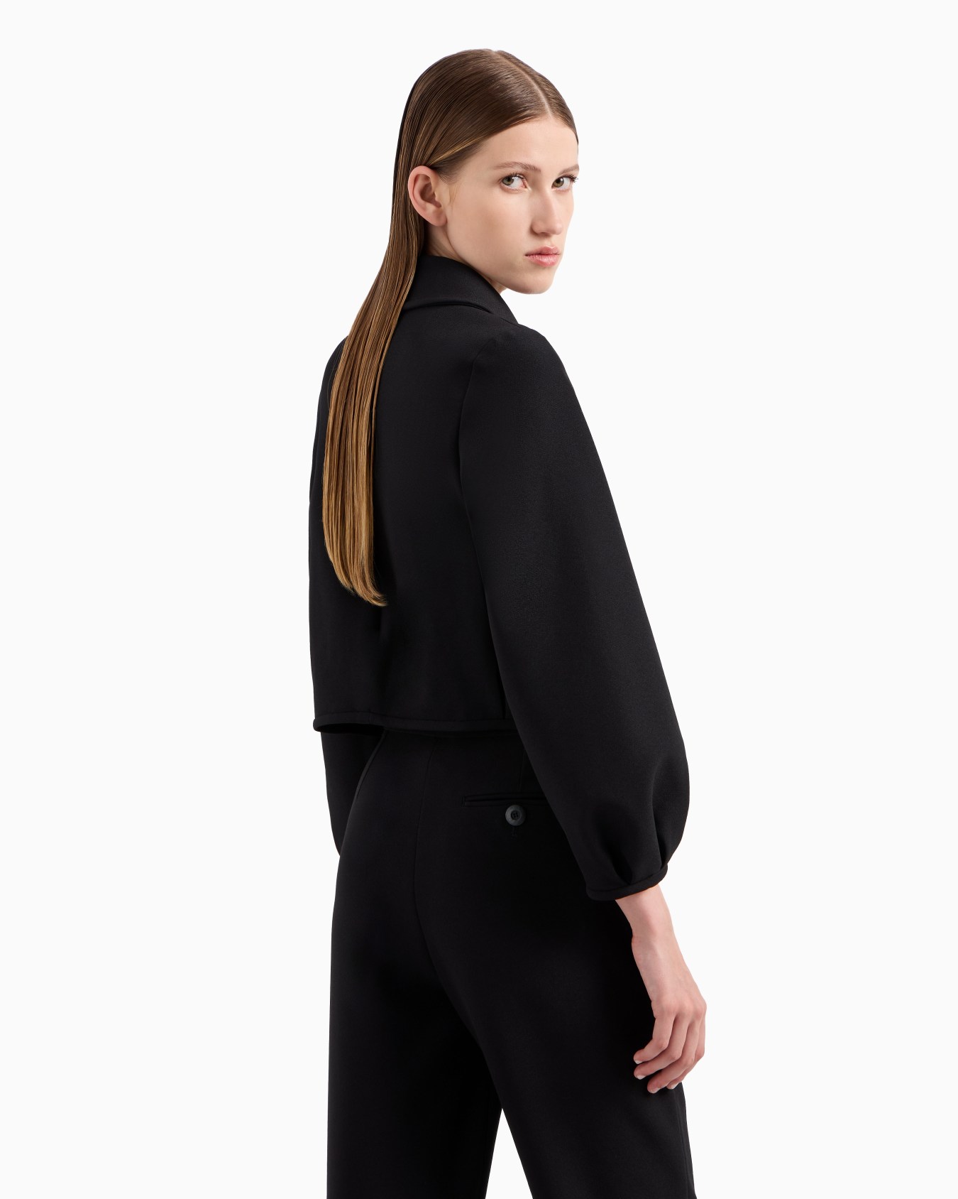 Kurze Jacke mit Puffärmeln aus Funktions-Sablé mit Stretchanteil Folie 2