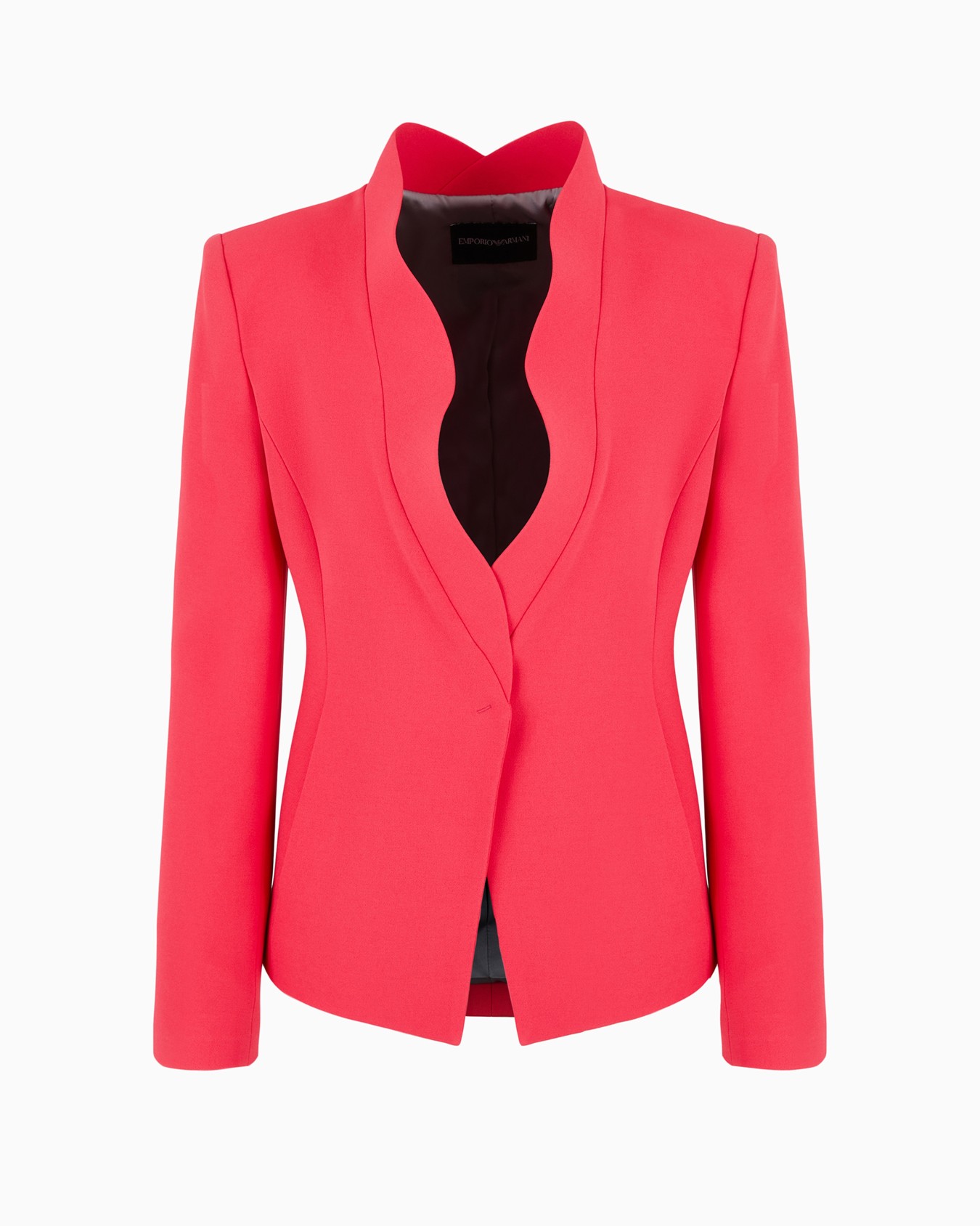 Crêpe cady jacket with ruffle-effect contoured edges Slide 0