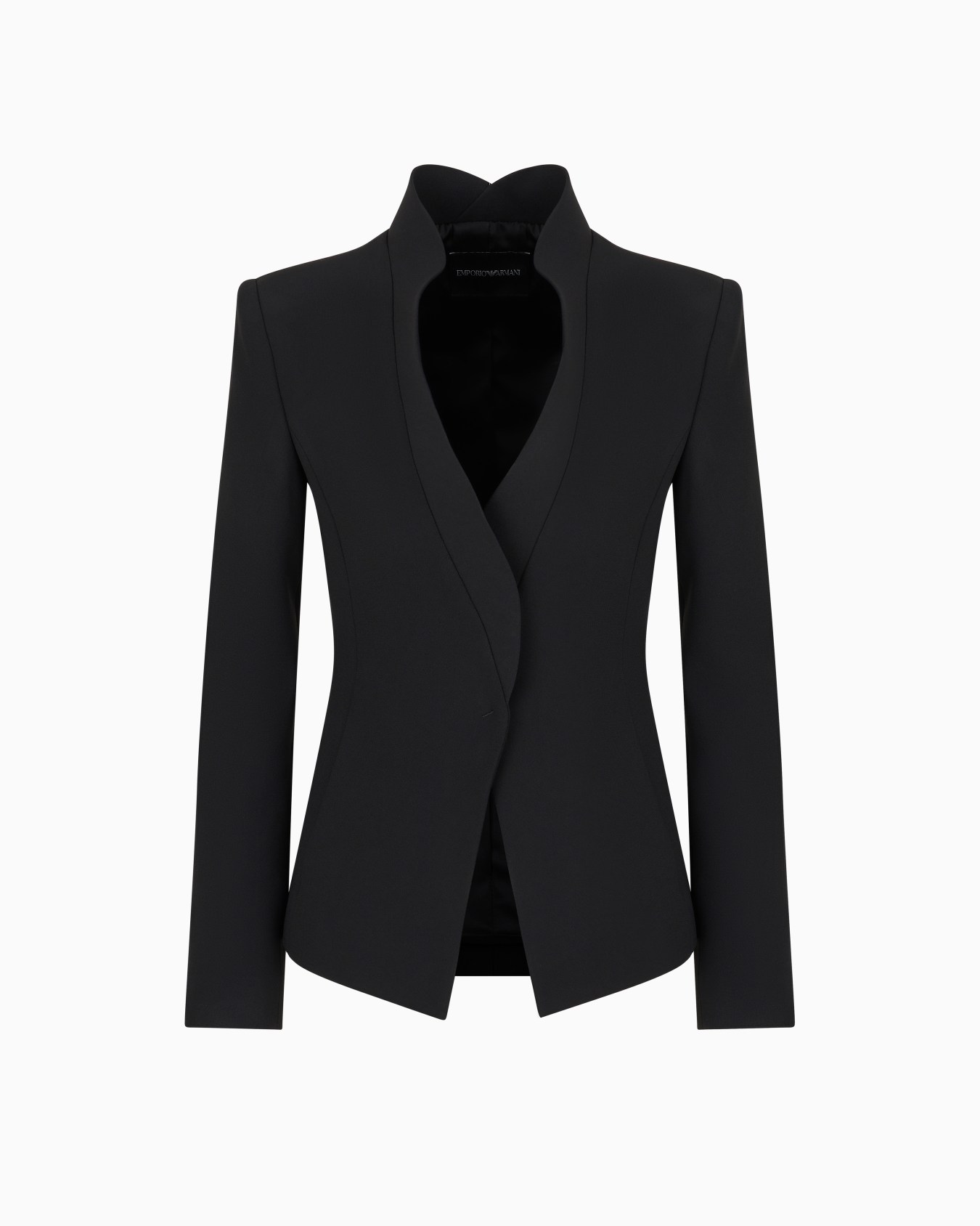Crêpe cady jacket with ruffle-effect contoured edges Slide 0