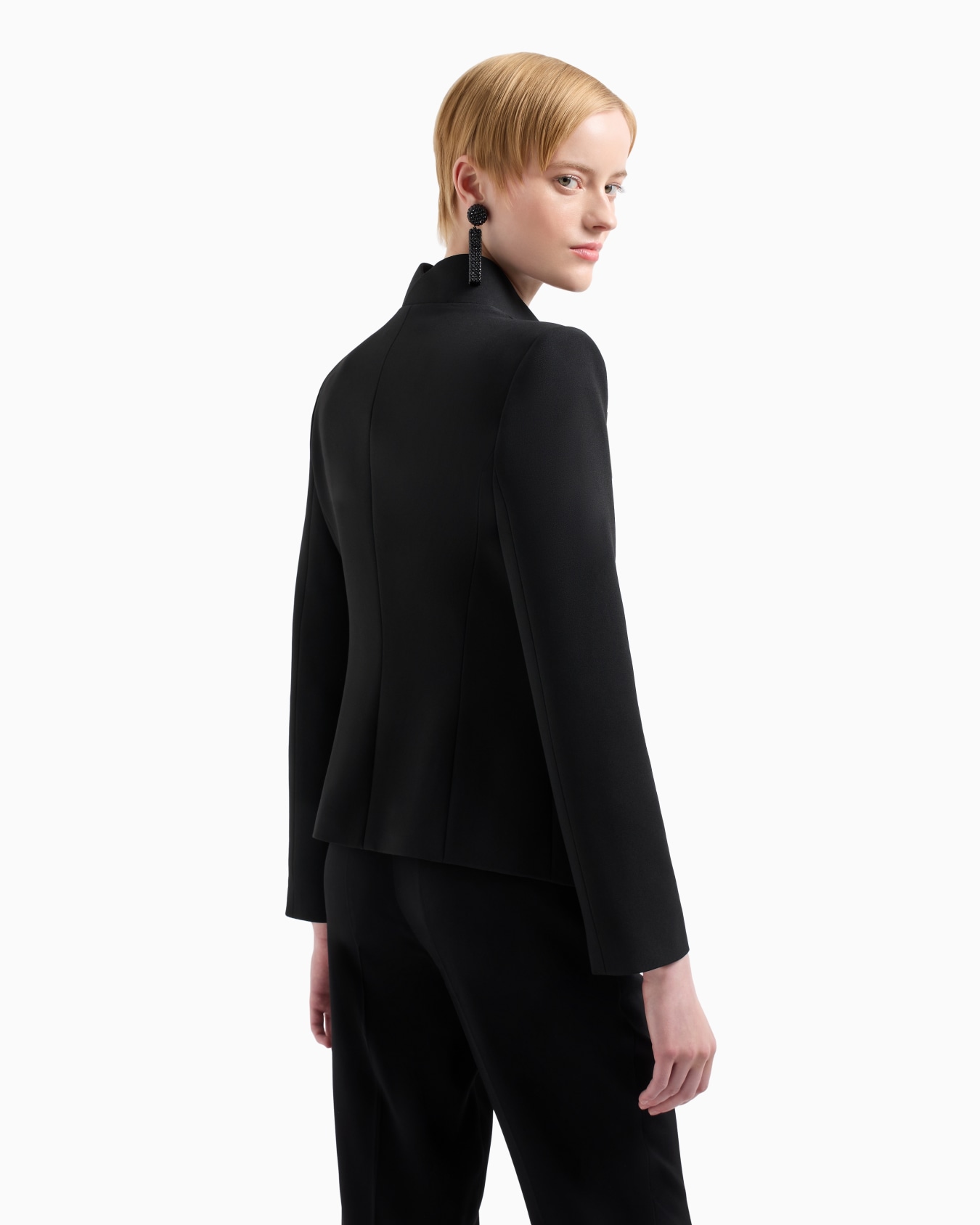 Crêpe cady jacket with ruffle-effect contoured edges Slide 2