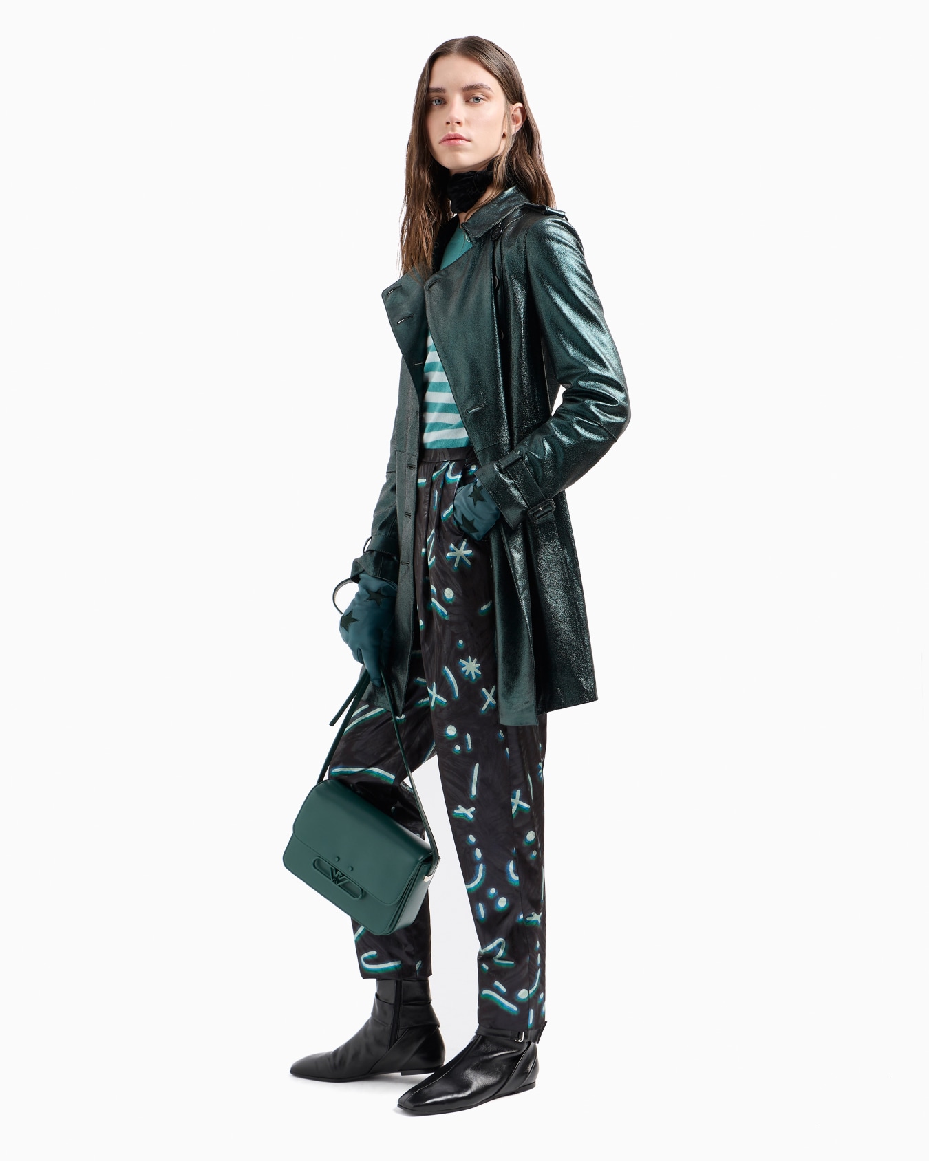 Pantalones con pinzas de tejido de lúrex con estampado integral Starry Sky Diapositiva 4