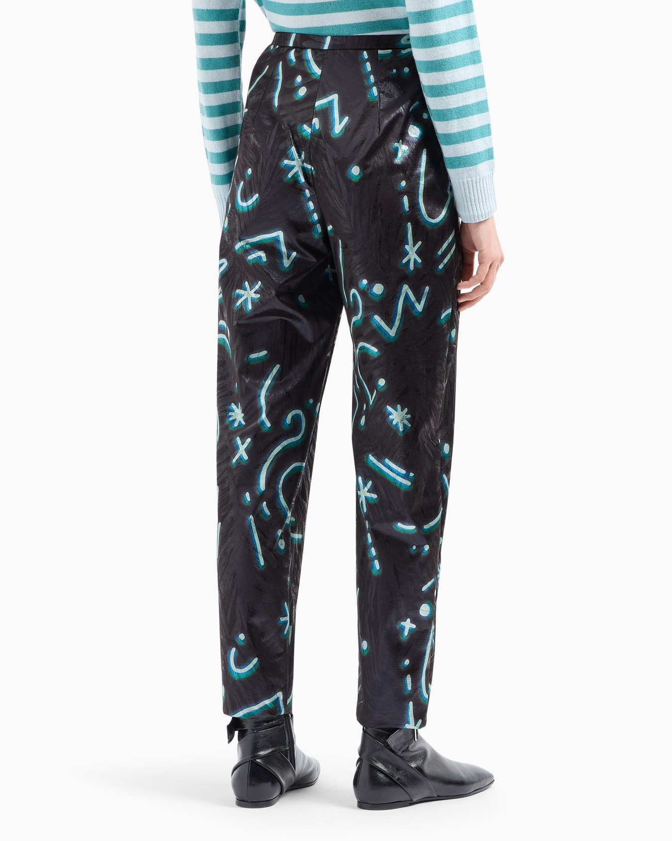 Pantalones con pinzas de tejido de lúrex con estampado integral Starry Sky Diapositiva 3