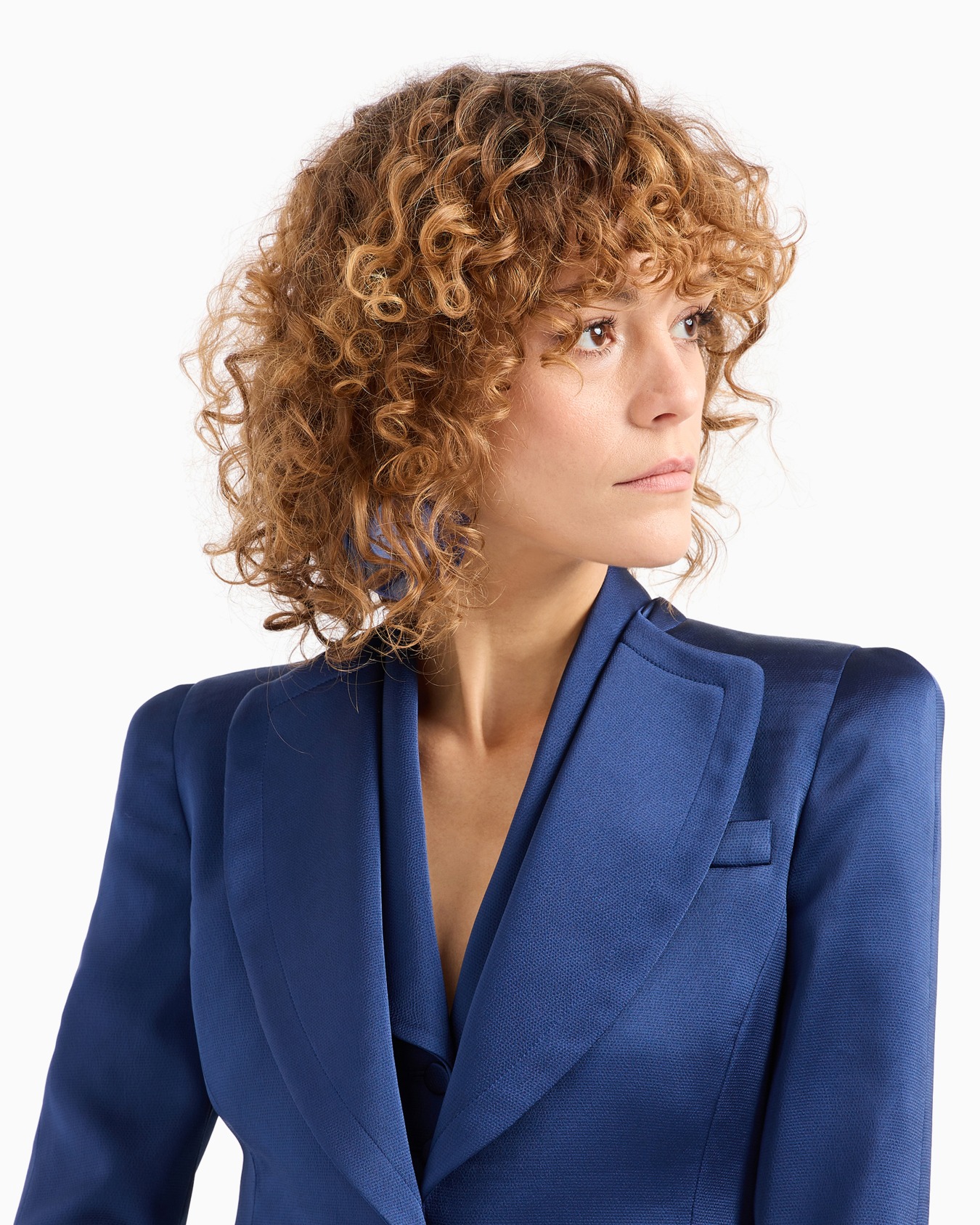 Single-breasted jacket in stretch satin crêpe Slide 5