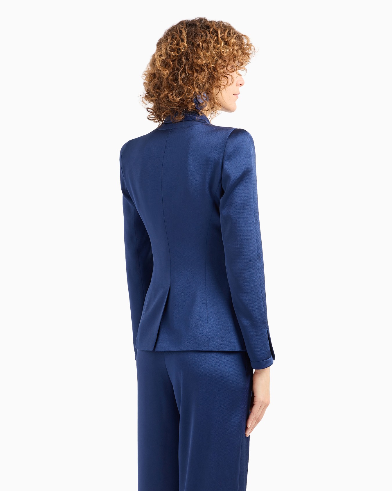 Single-breasted jacket in stretch satin crêpe Slide 3