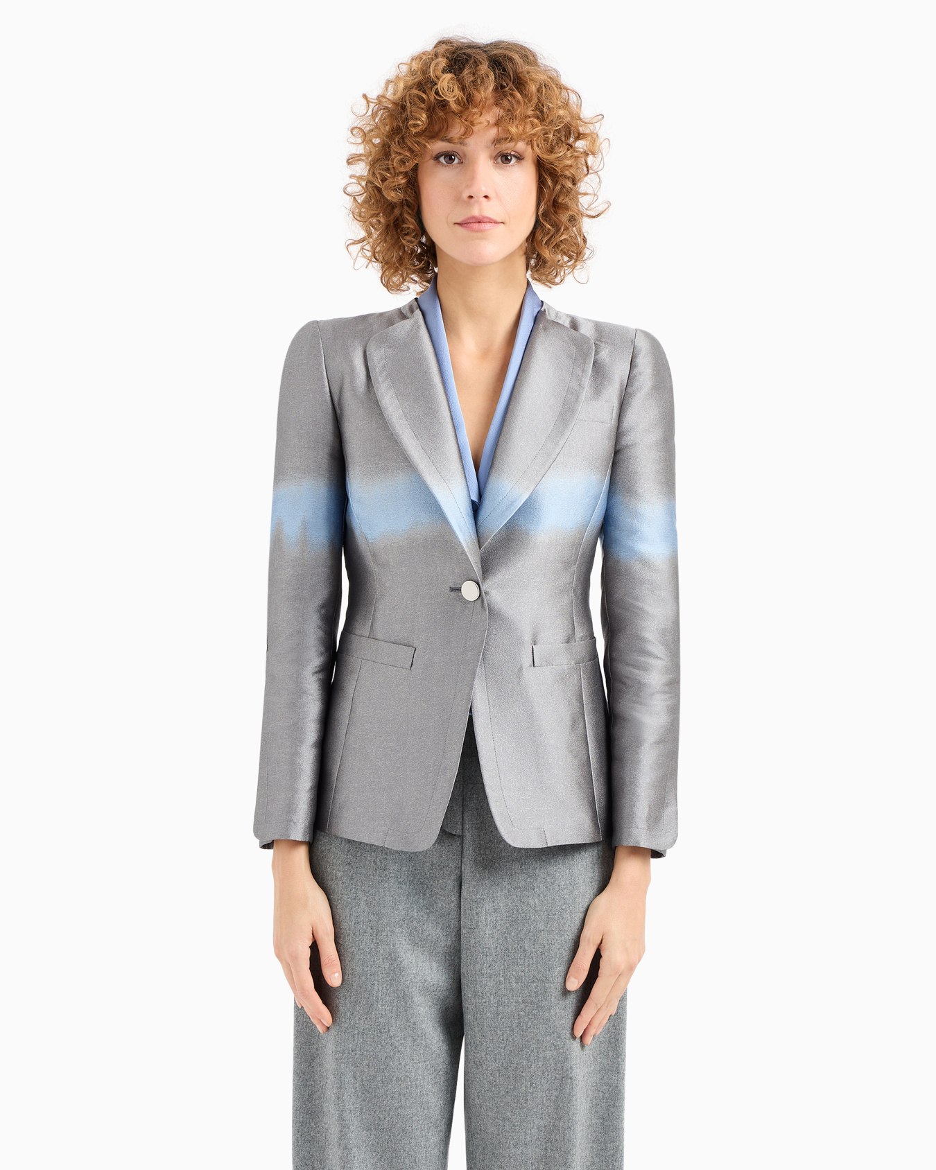 Veste à simple boutonnage à rayure jacquard dégradé Diapositive 2