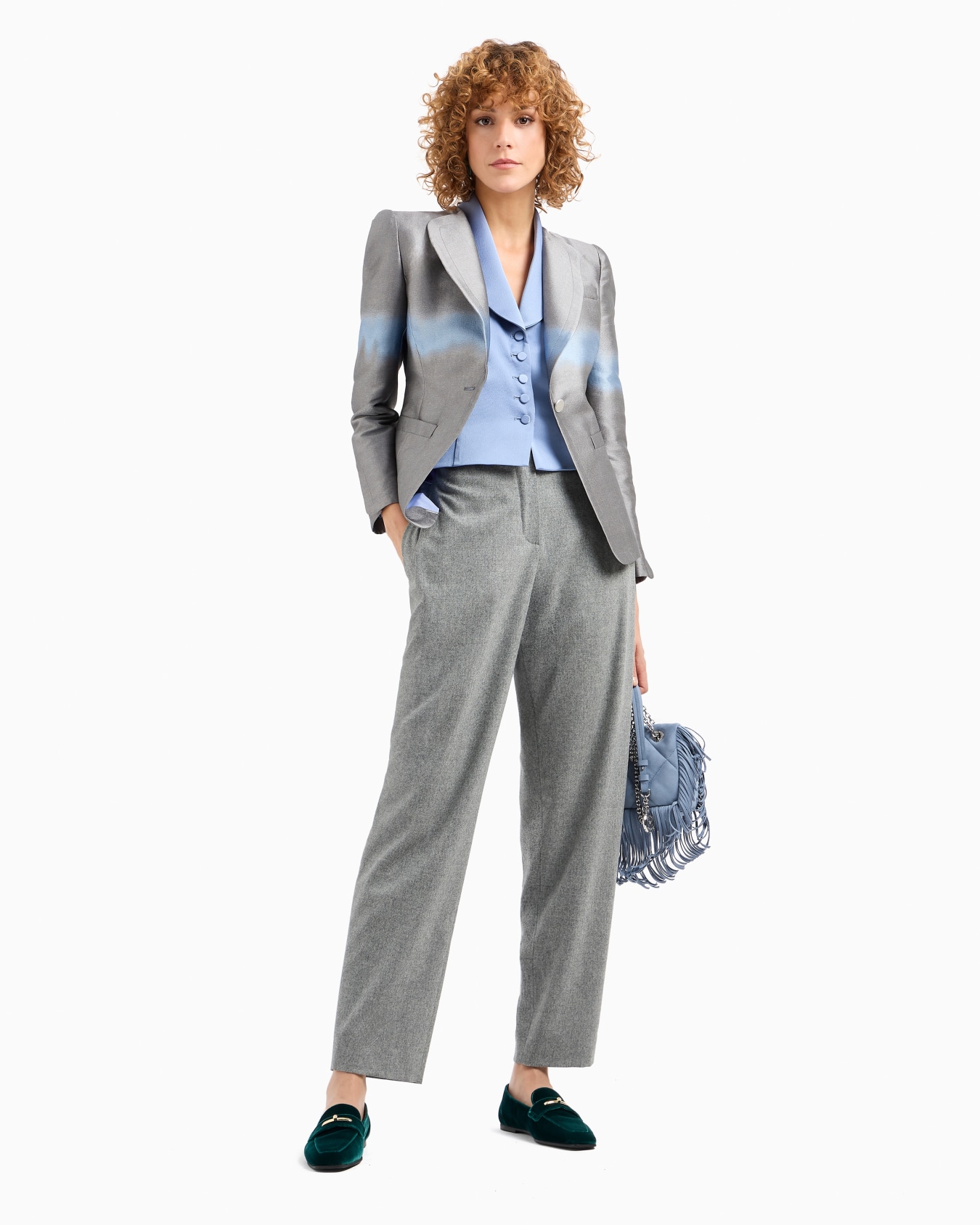 Veste à simple boutonnage à rayure jacquard dégradé Diapositive 4