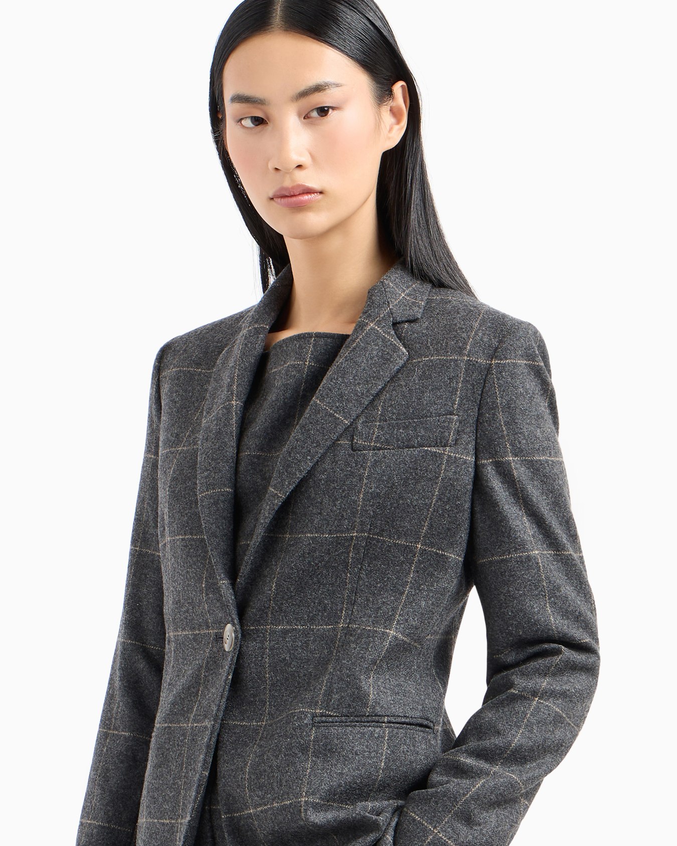 Veste à simple boutonnage en flanelle mélange laine à grands carreaux Diapositive 5