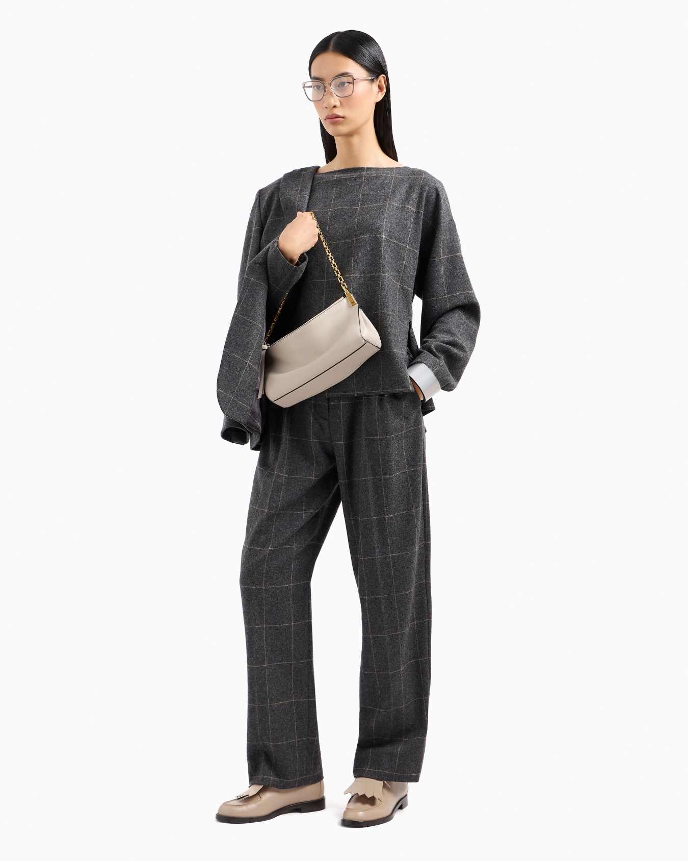 Veste à simple boutonnage en flanelle mélange laine à grands carreaux Diapositive 4