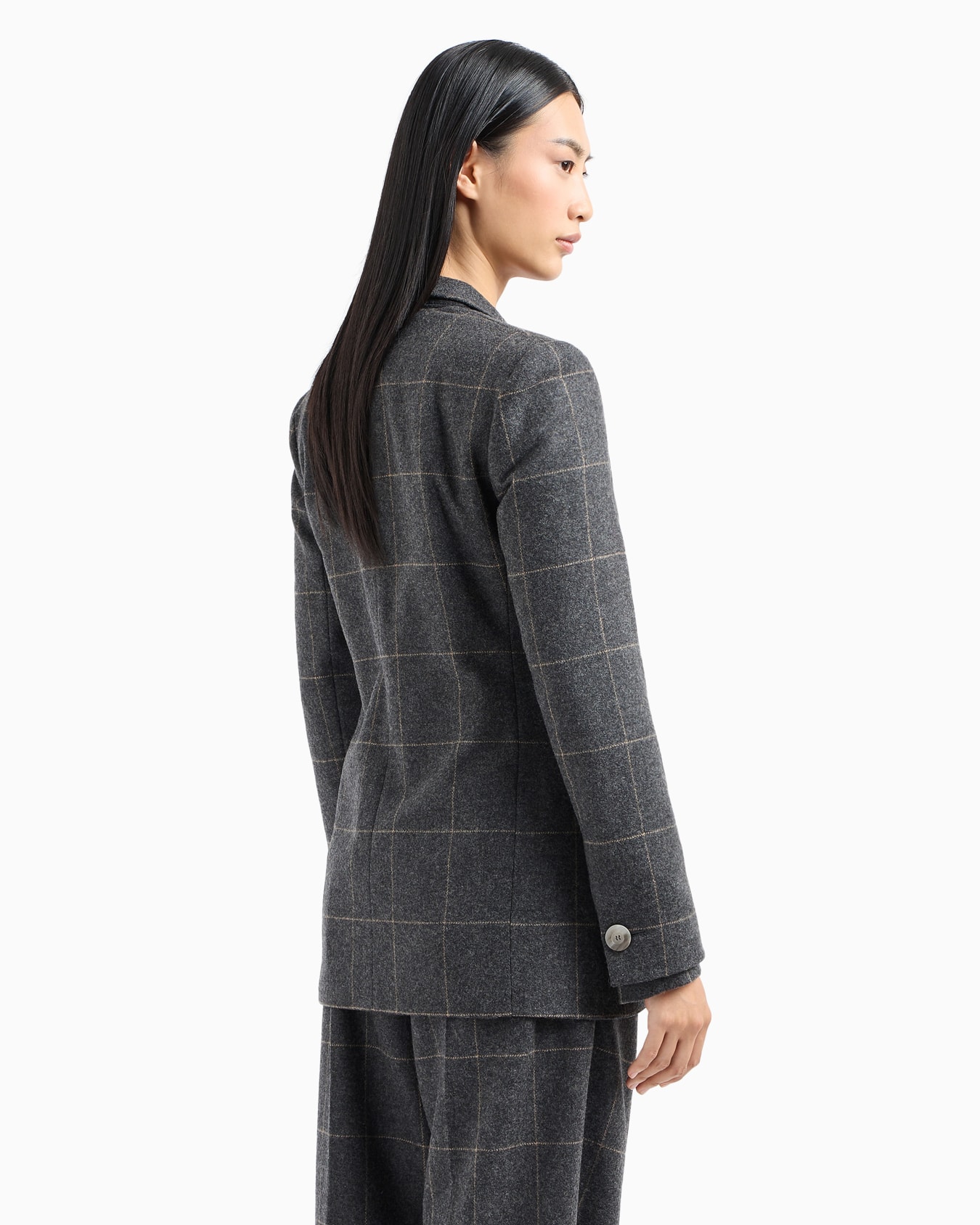 Veste à simple boutonnage en flanelle mélange laine à grands carreaux Diapositive 3