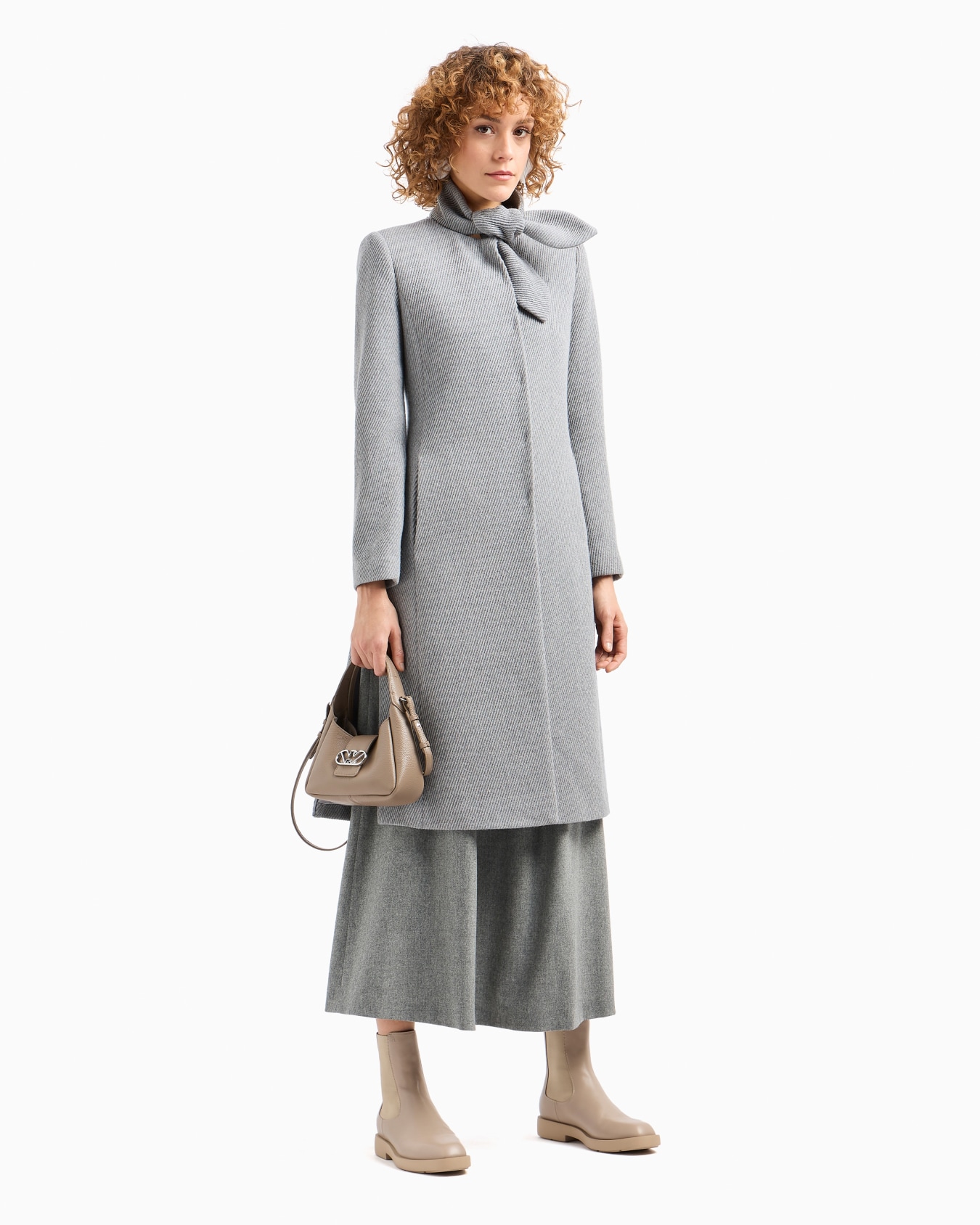 Jupe longue en flanelle avec bride en cuir Diapositive 4