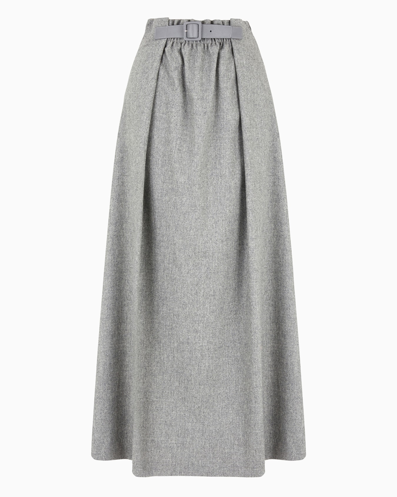 Jupe longue en flanelle avec bride en cuir Diapositive 0