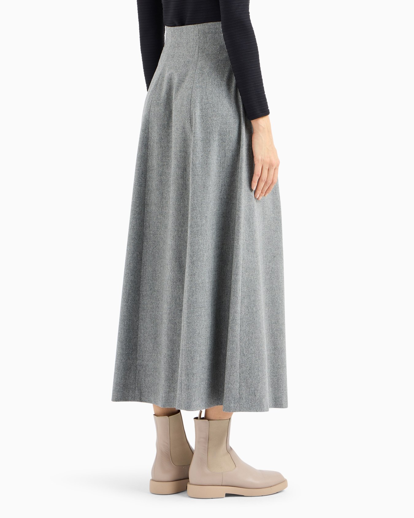 Jupe longue en flanelle avec bride en cuir Diapositive 3