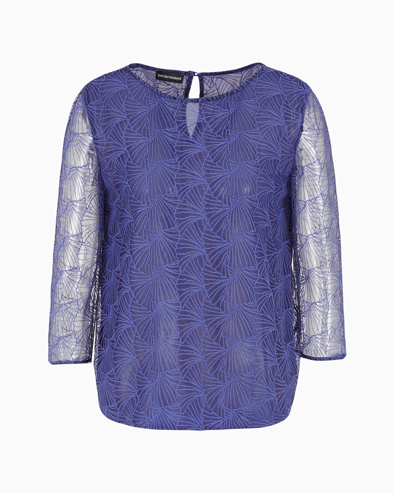 Blusa de tul con bordado gingko por toda la prenda Diapositiva 0