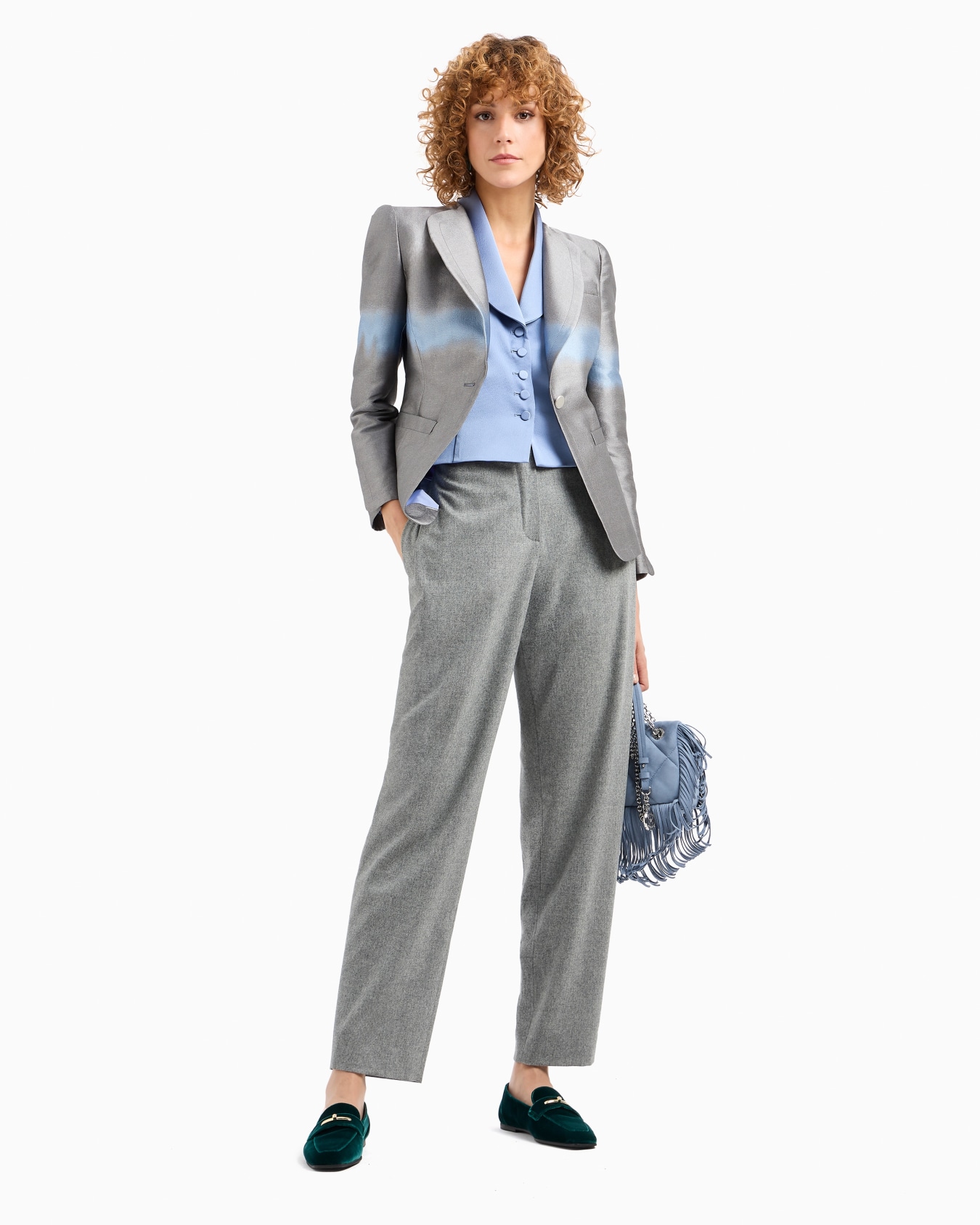 Stretch satin crêpe waistcoat-style top Slide 4