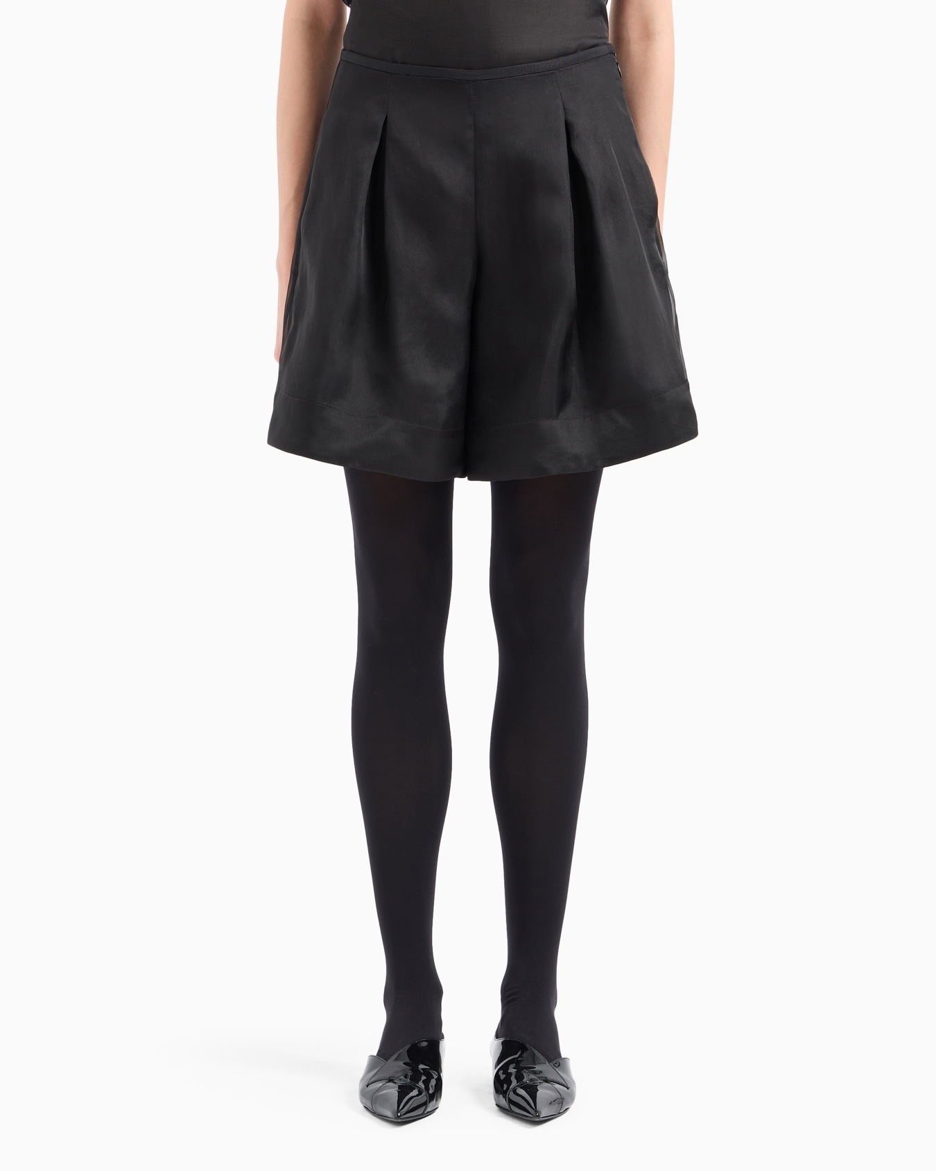 Moon Capsule collection silk organza shorts with godet pleats Slide 2