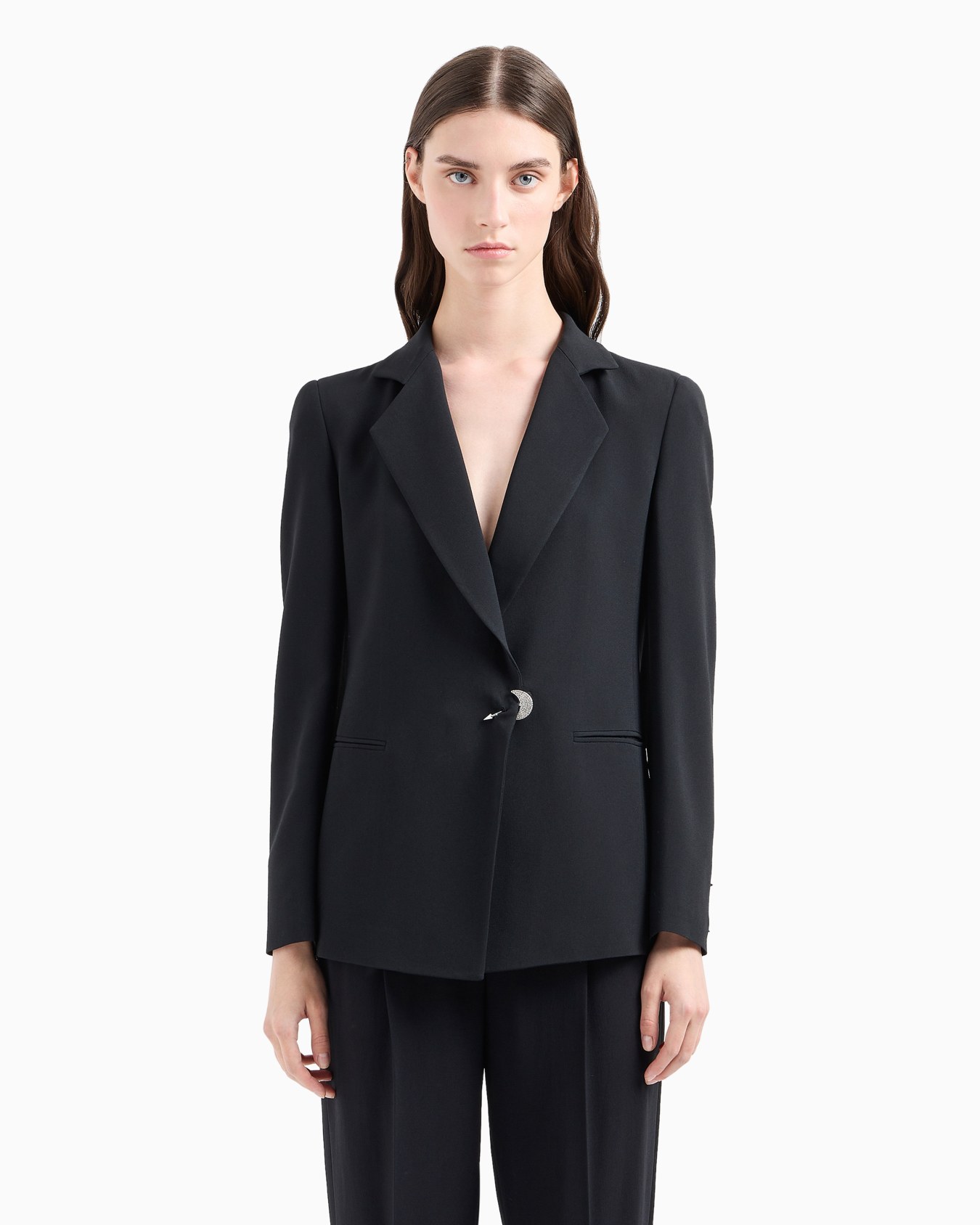 Moon Capsule collection blazer in envers satin with piercing Slide 2