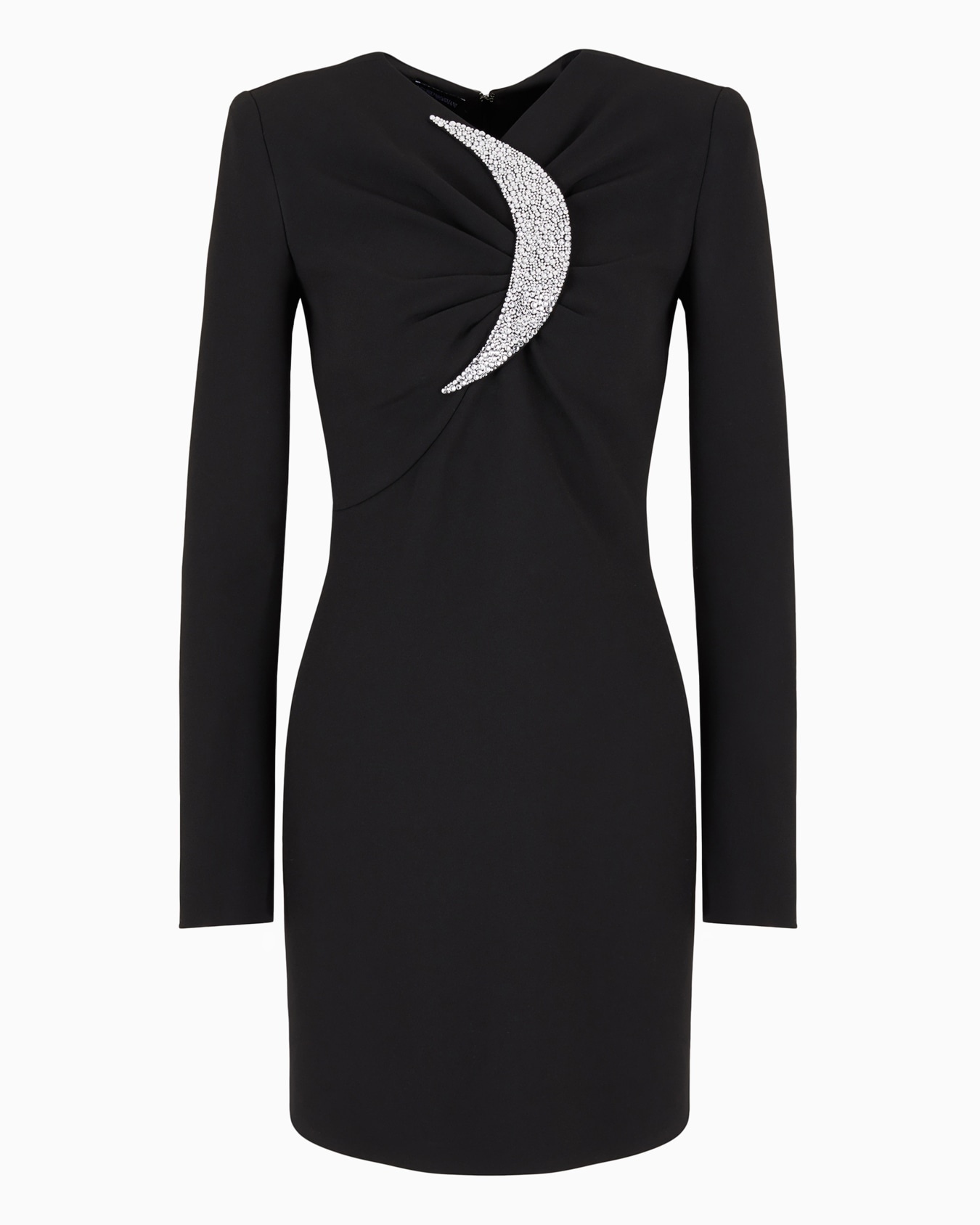 Sheath dress with draping and oversized moon with rhinestones Slide 0