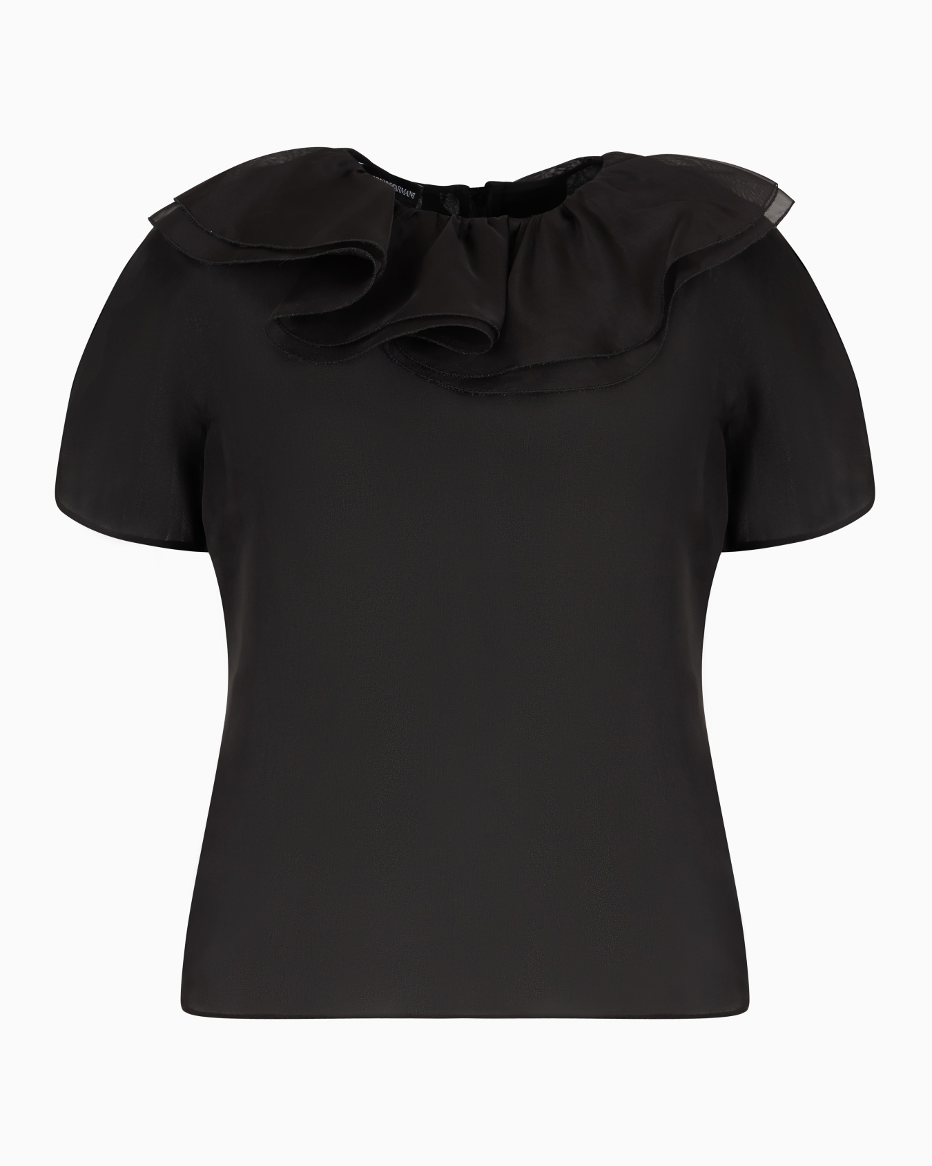 Bluse der Moon-Sonderkollektion mit Kelchkragen und Rüschen aus Seidenorganza Folie 0
