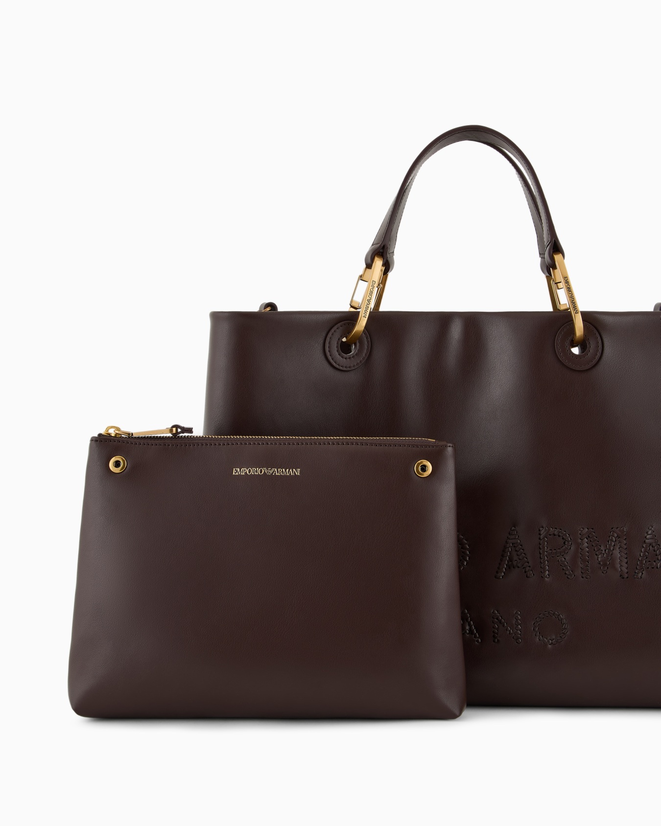 MyEA shopper bag in interwoven logo leather Slide 5