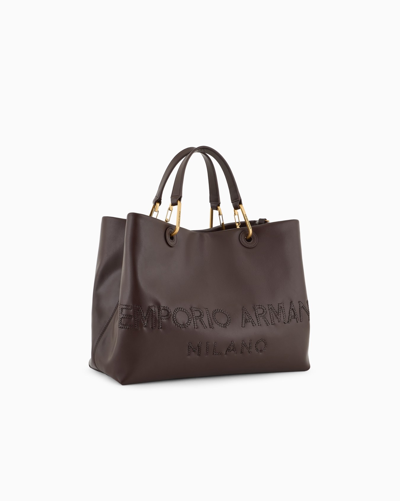 MyEA shopper bag in interwoven logo leather Slide 1