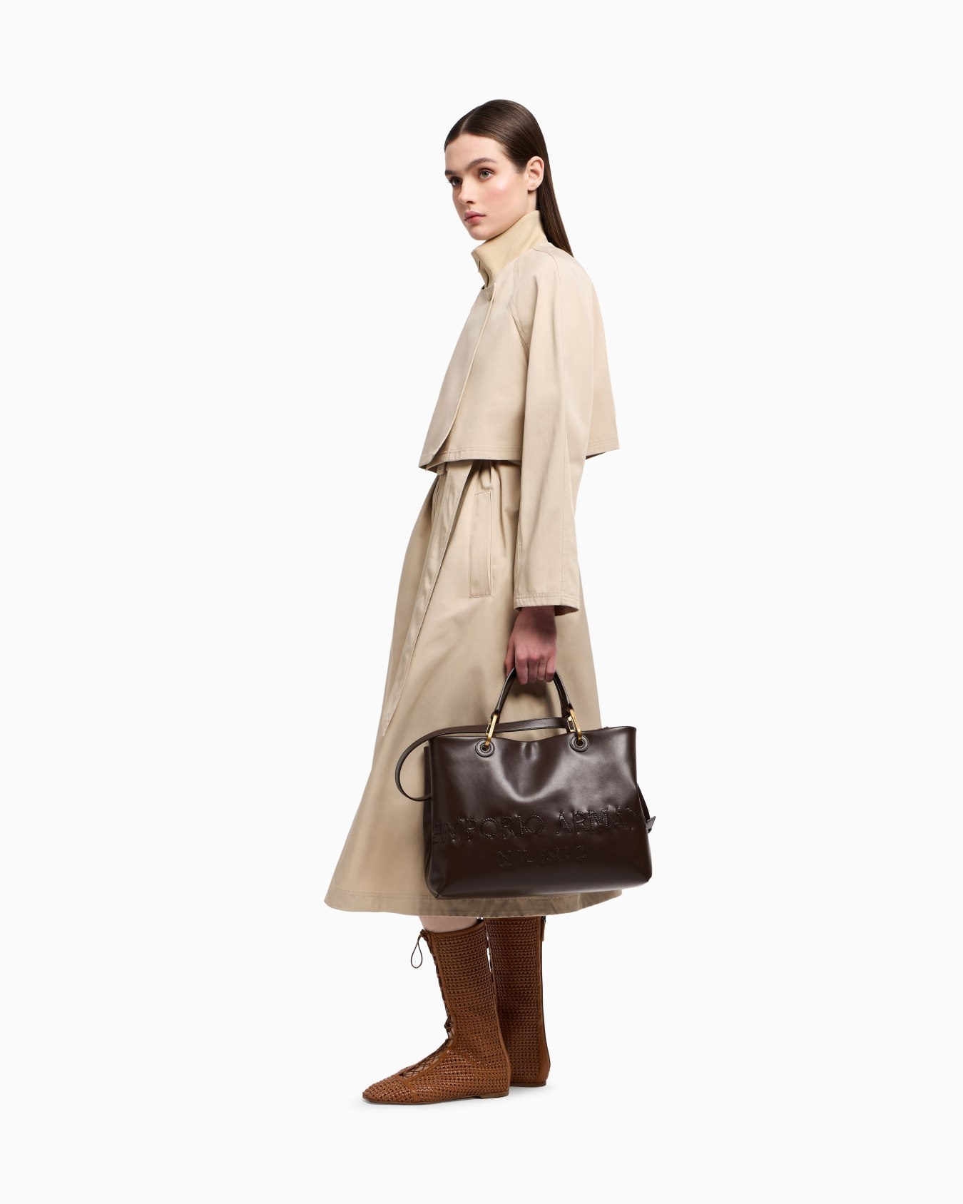 MyEA shopper bag in interwoven logo leather Slide 6