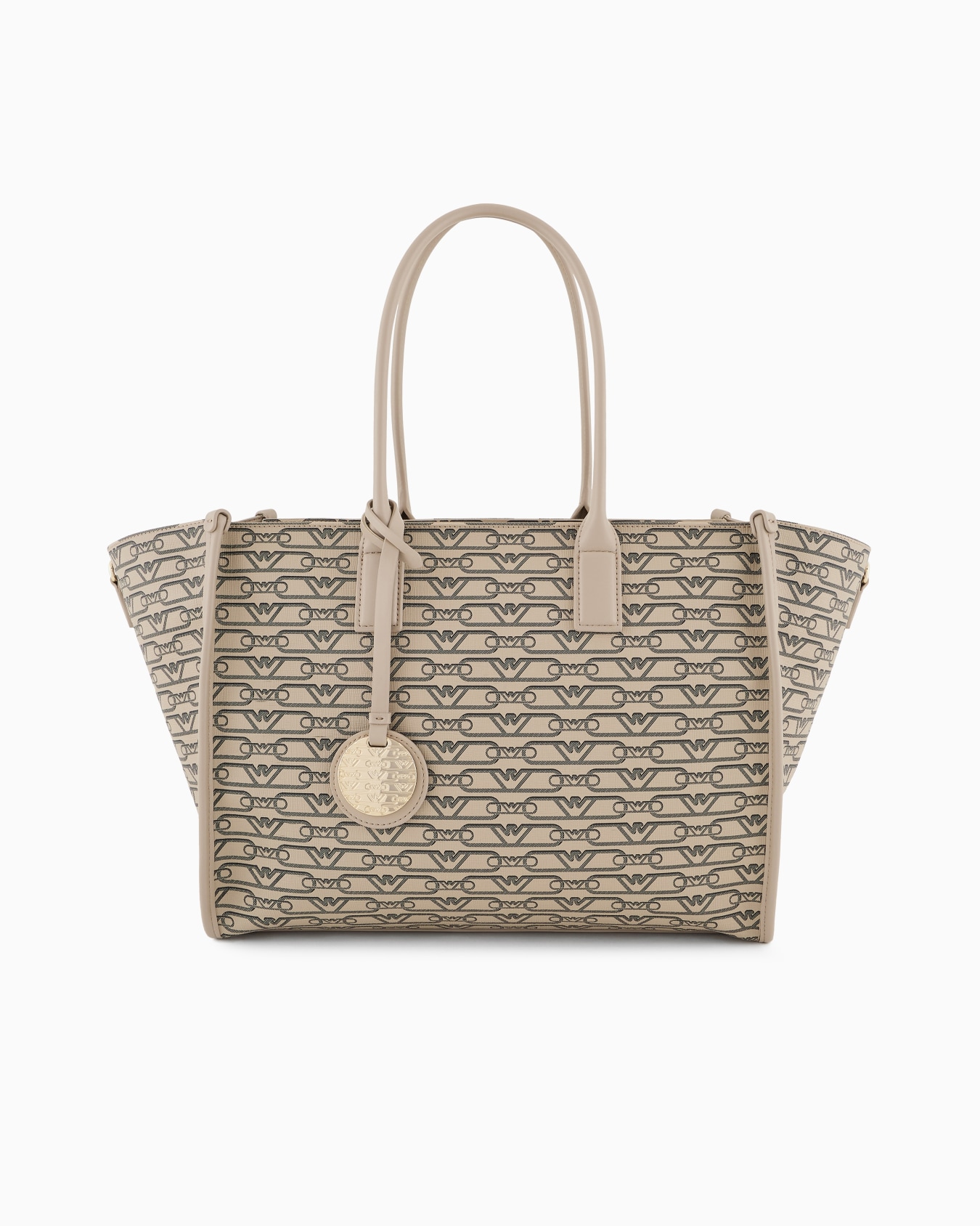 Medium shopper bag with all-over monogram print Slide 0