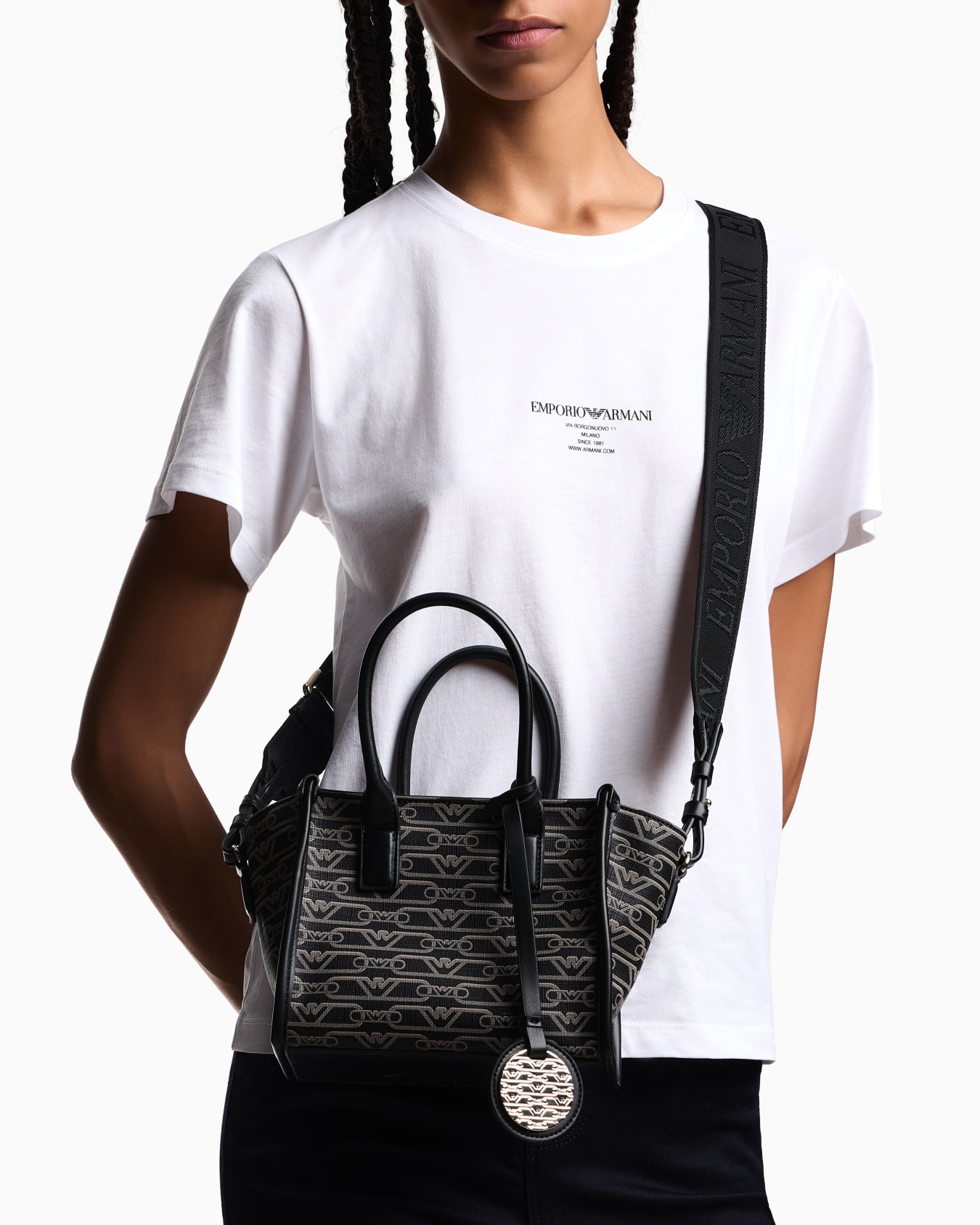 Small shopper bag with all-over monogram print Slide 6
