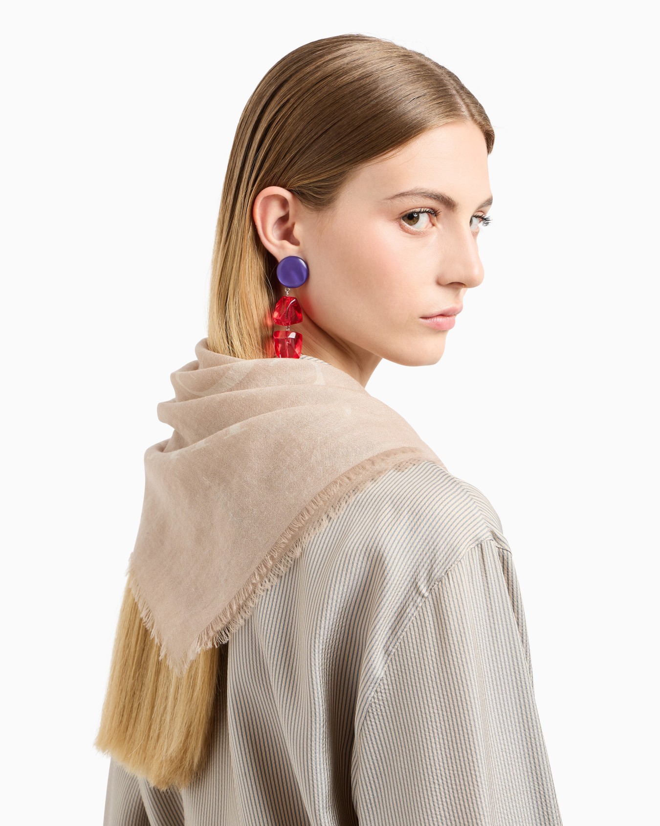 Pure cashmere foulard with Icon logo print Slide 2