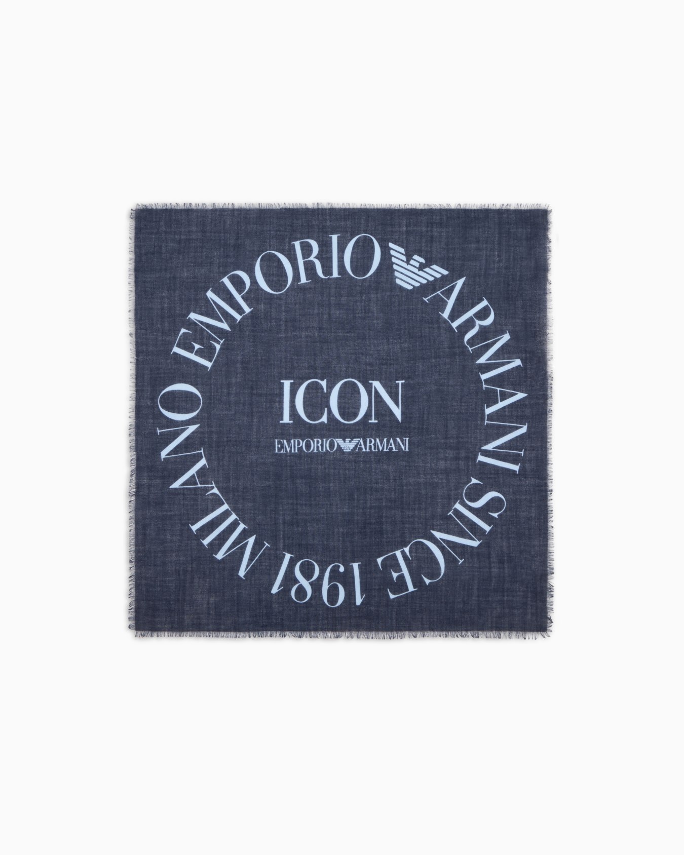 Pure cashmere foulard with Icon logo print Slide 0