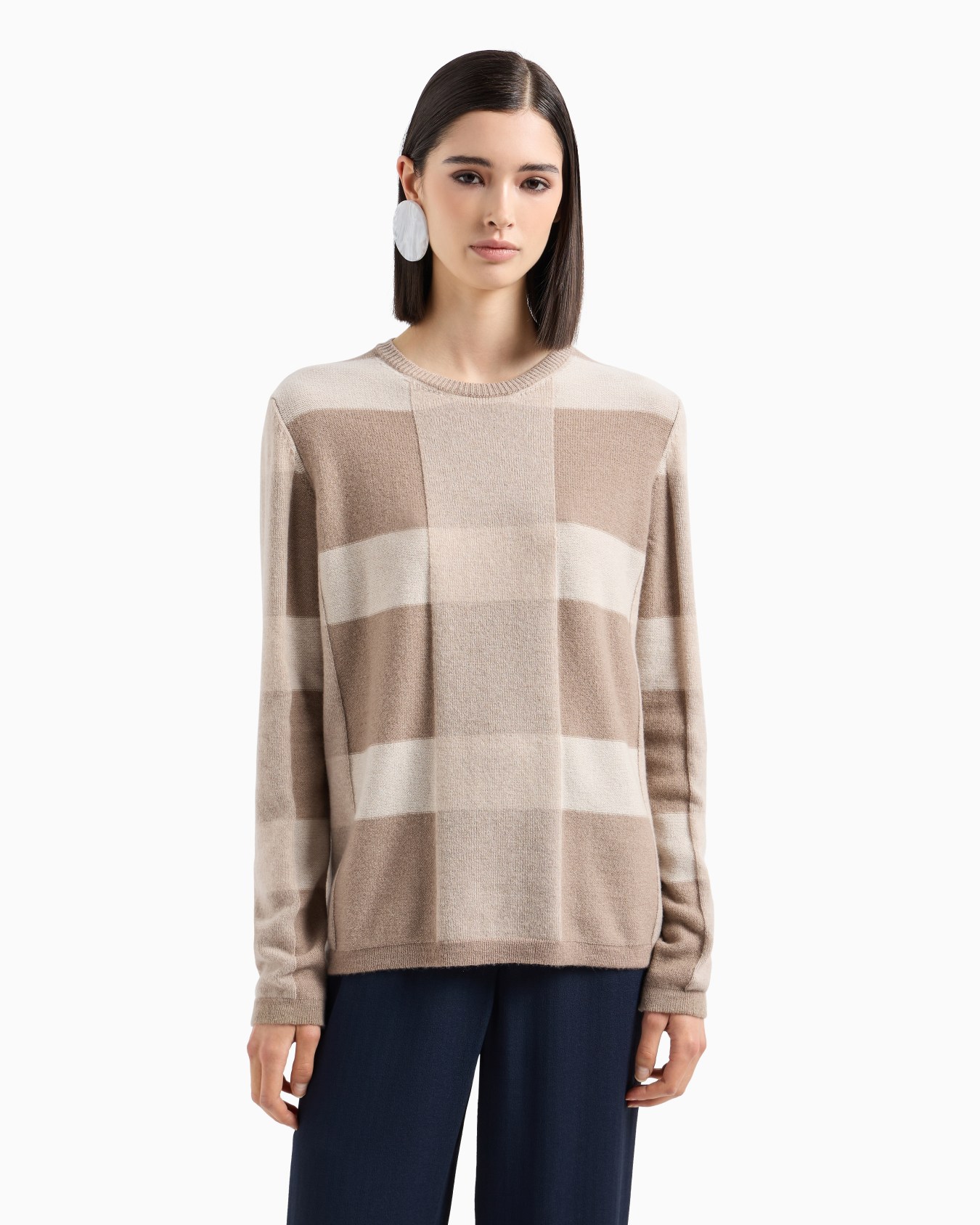 Pull en laine vierge à motif carreaux vanisé Icon Diapositive 1