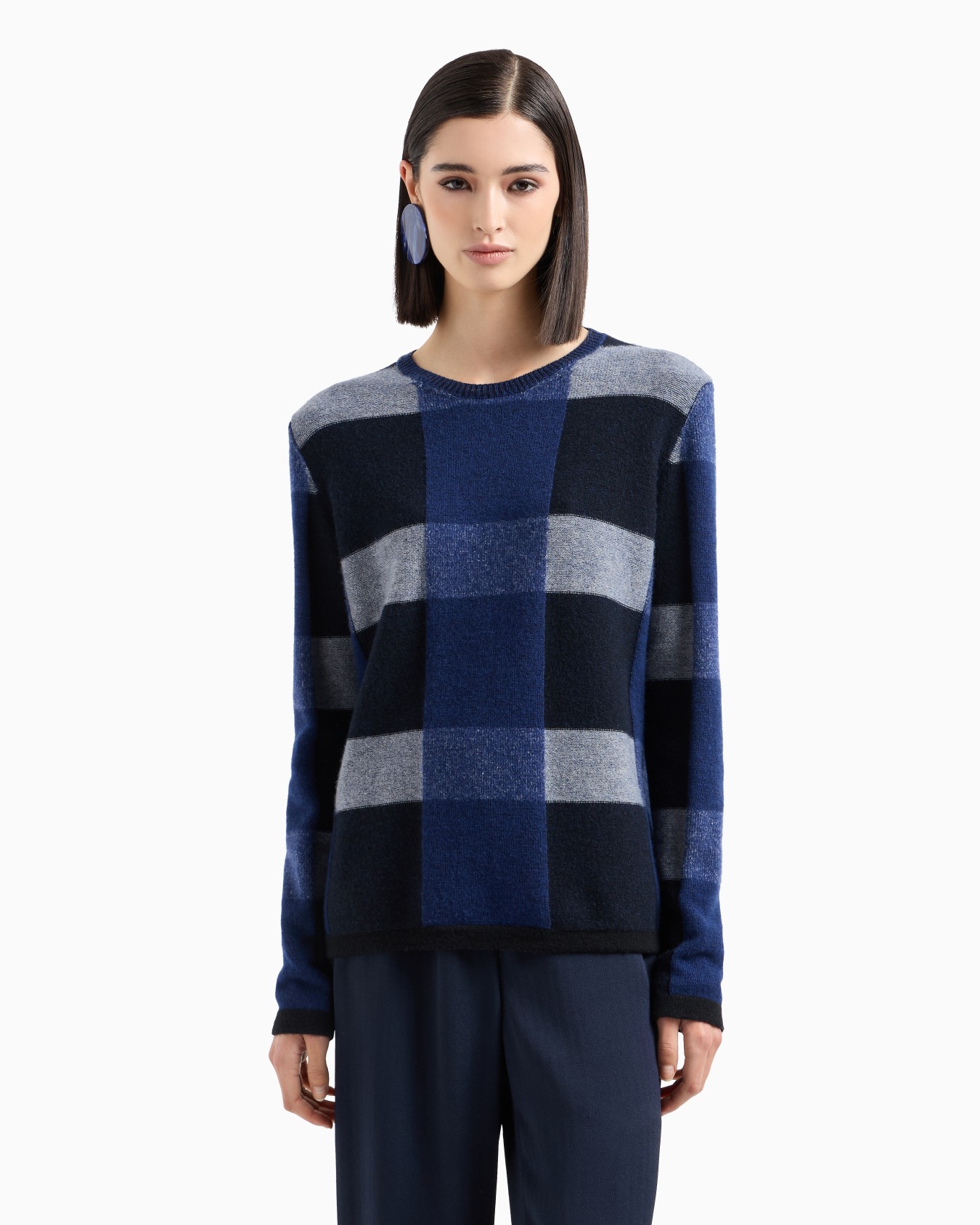 Pull en laine vierge à motif carreaux vanisé Icon Diapositive 1