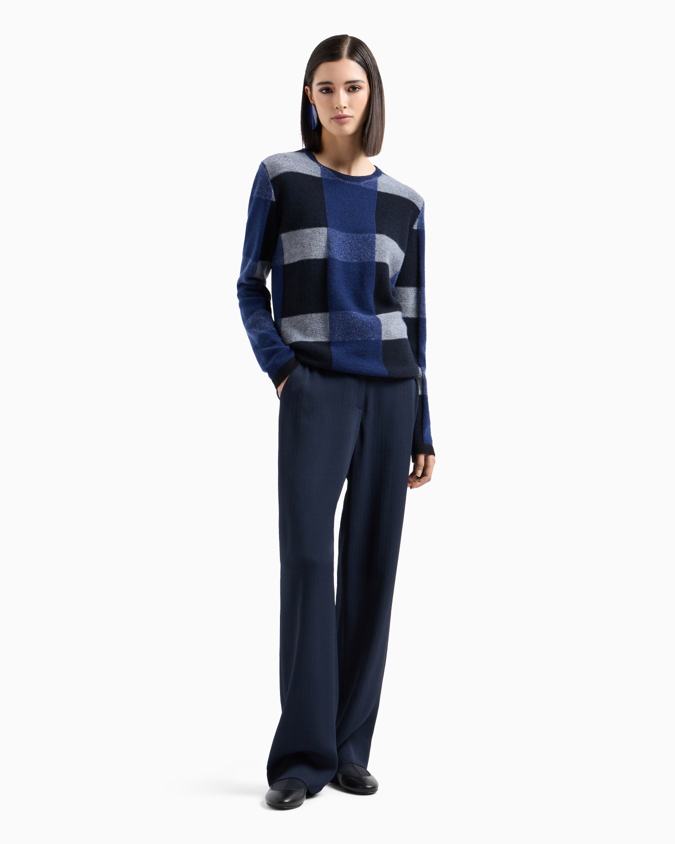Pull en laine vierge à motif carreaux vanisé Icon Diapositive 3