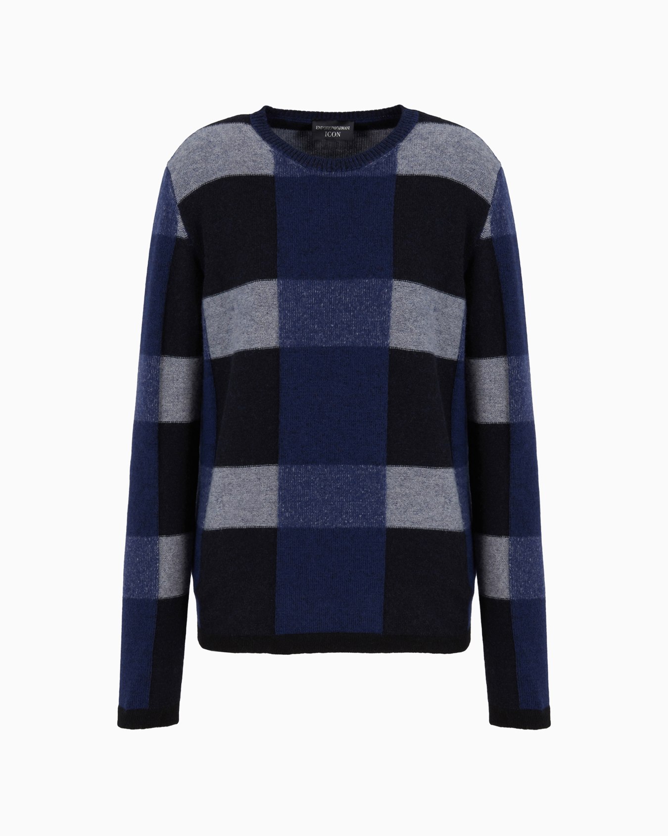 Pull en laine vierge à motif carreaux vanisé Icon Diapositive 0