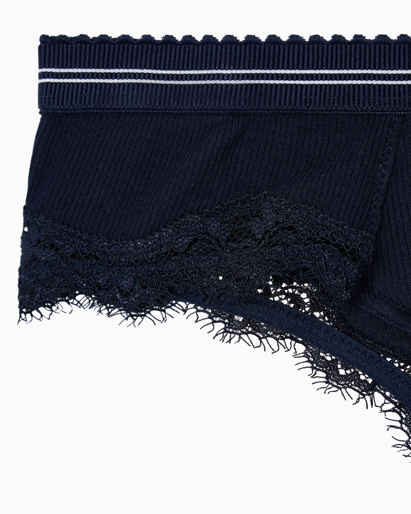 Brazilian briefs in ribbed fabric with lace detail Slide 3
