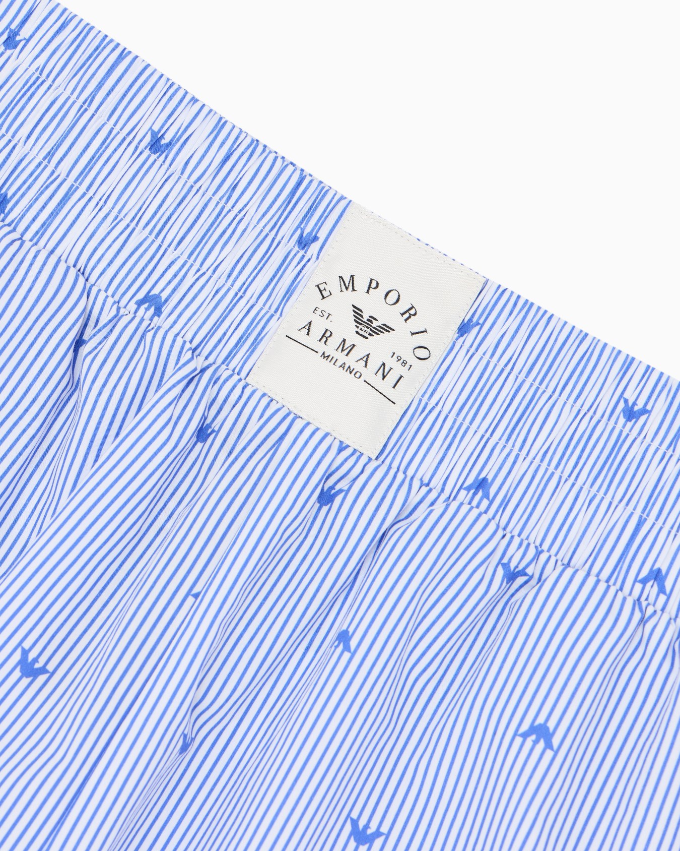 Loungewear Bermuda shorts with all-over, striped eagle logo motif Slide 3