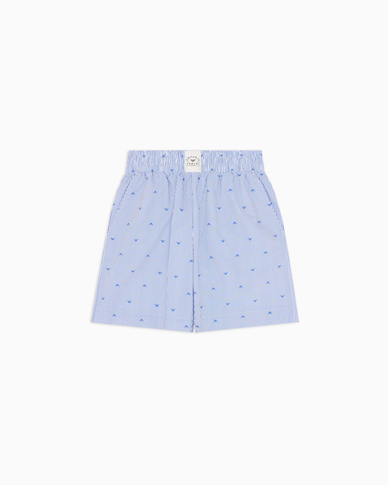 Loungewear Bermuda shorts with all-over, striped eagle logo motif Slide 0