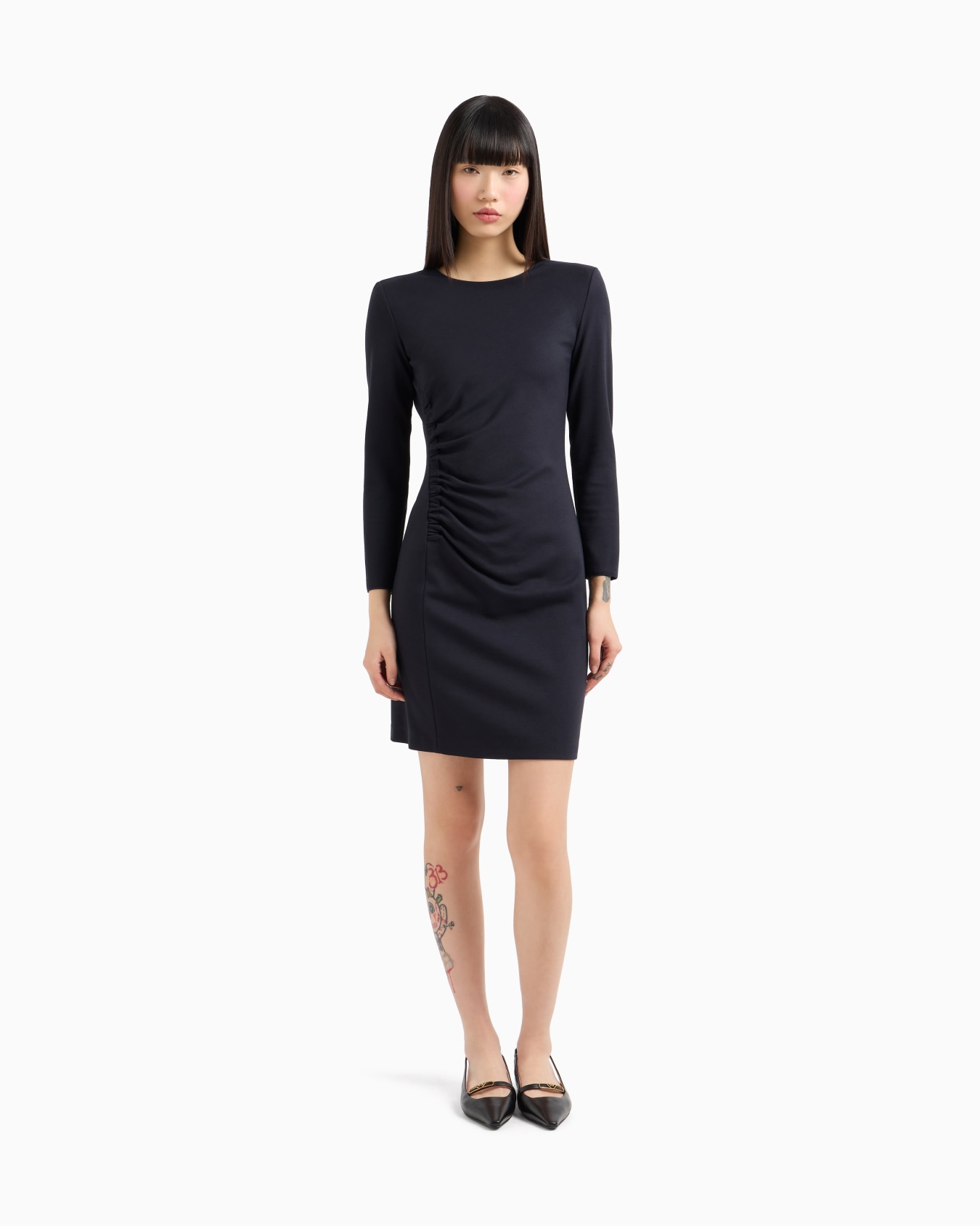 US Exclusive Milano-stitch sheath dress with draping Diapositiva 1